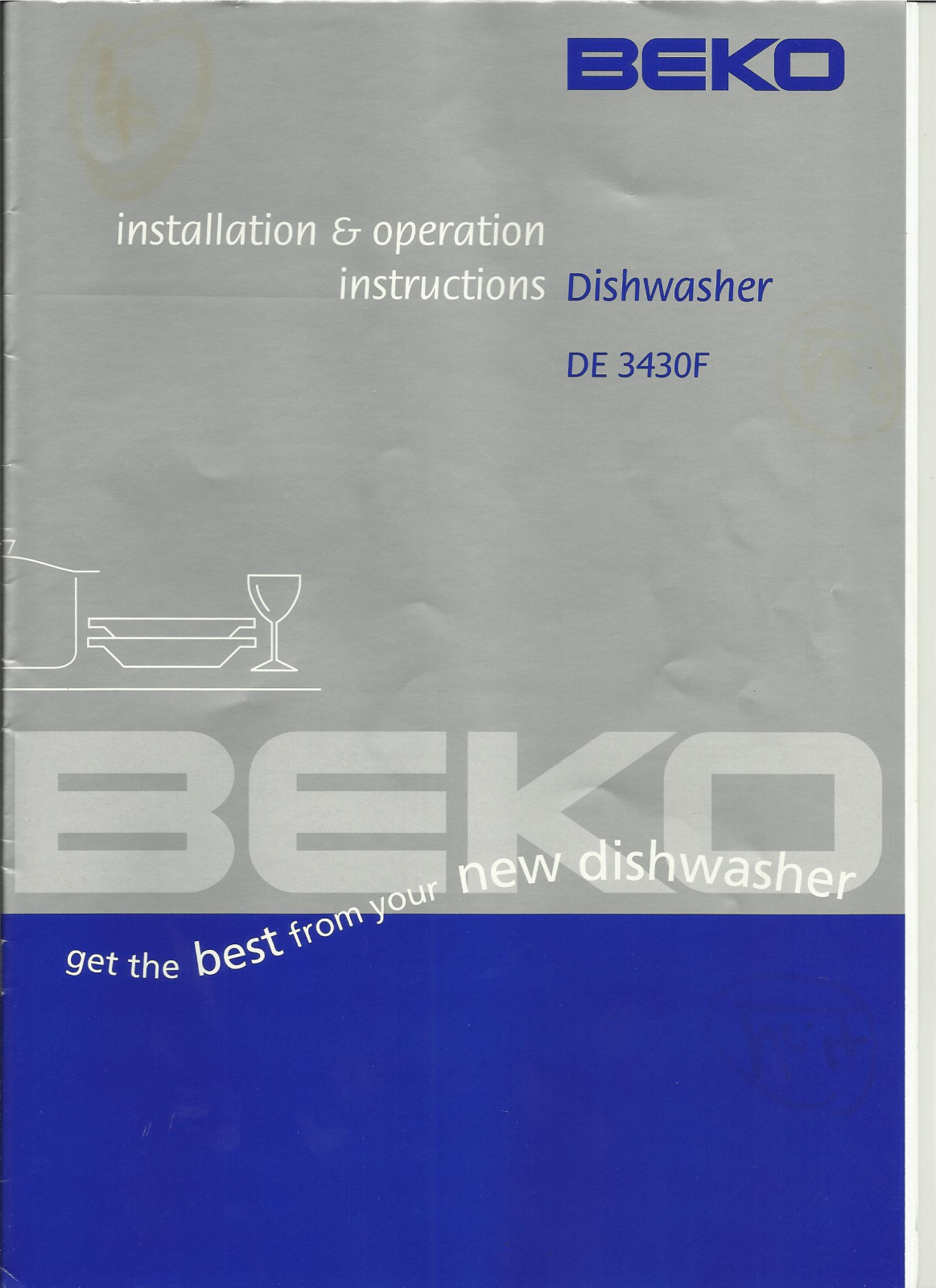 Beko DE 3430F Installation & Operation Instructions