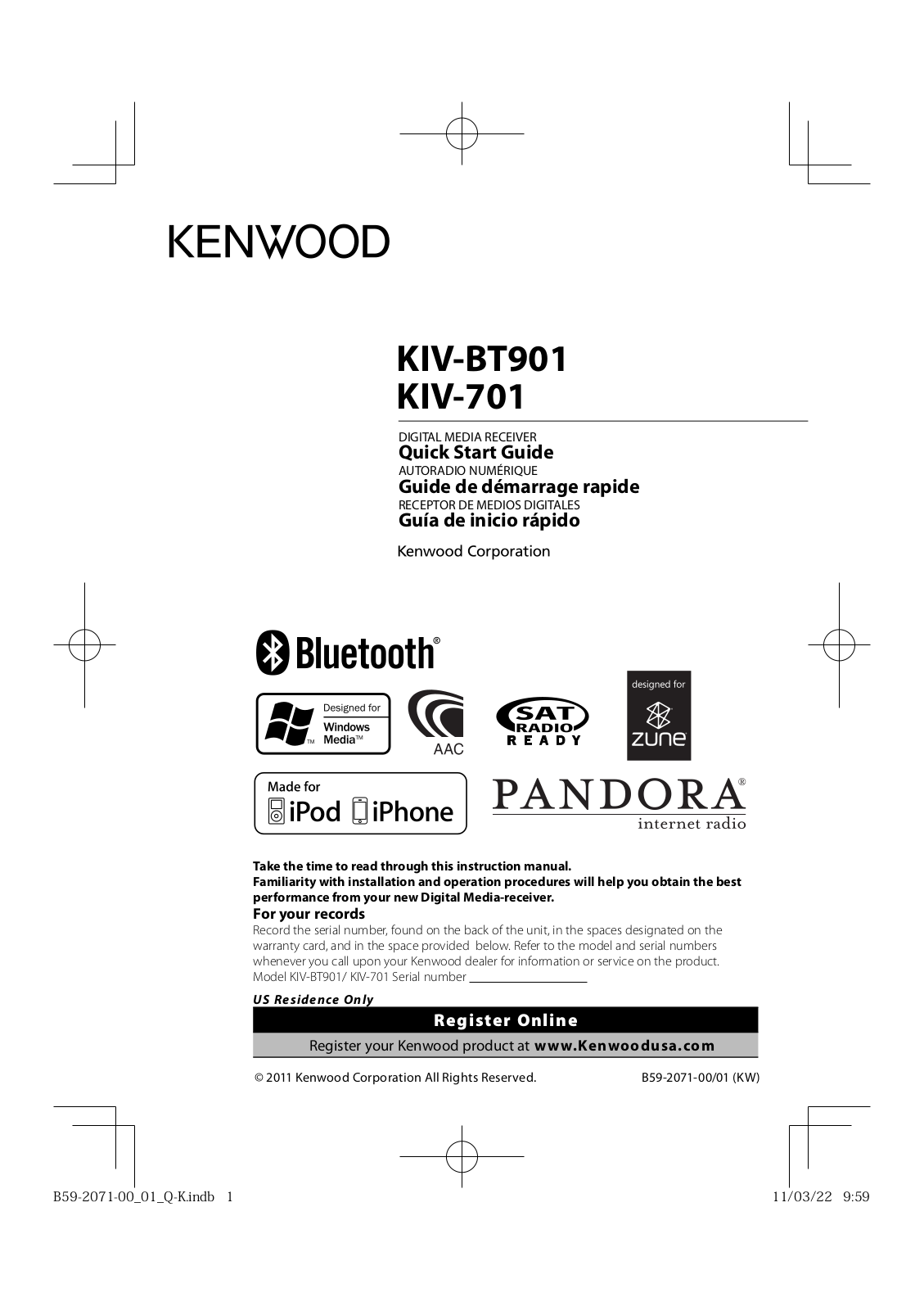 Kenwood KIV-BT901 User Manual 3