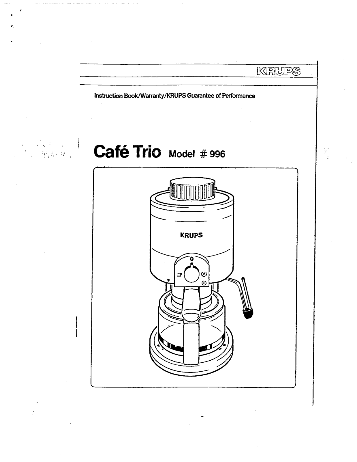 Krups 996, CAFE TRIO User Manual