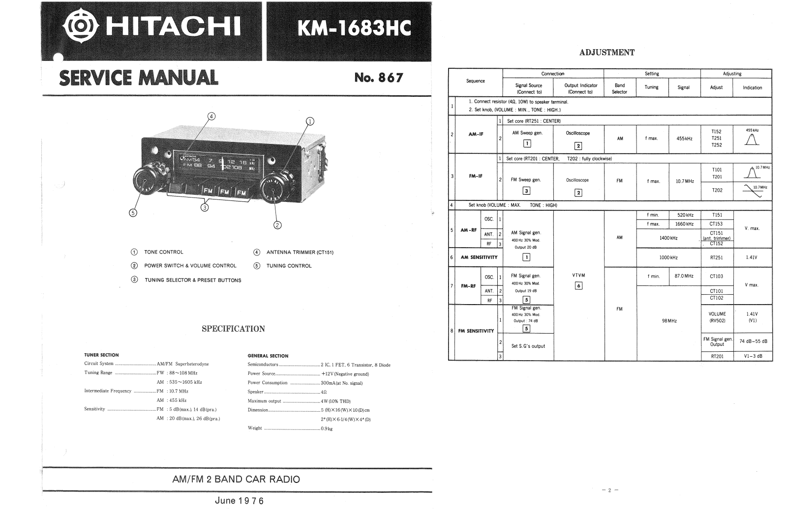 Hitachi KM-1683-HC Service manual