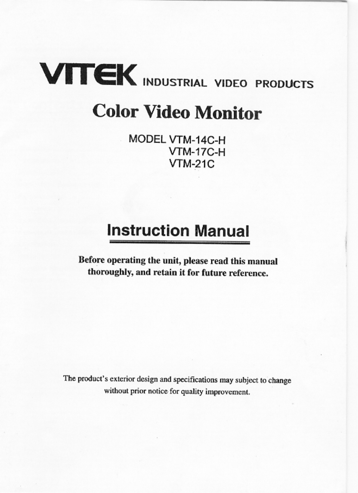 Vitek VTM-14C-H, VTM-21C, VTM-17C-H User Manual