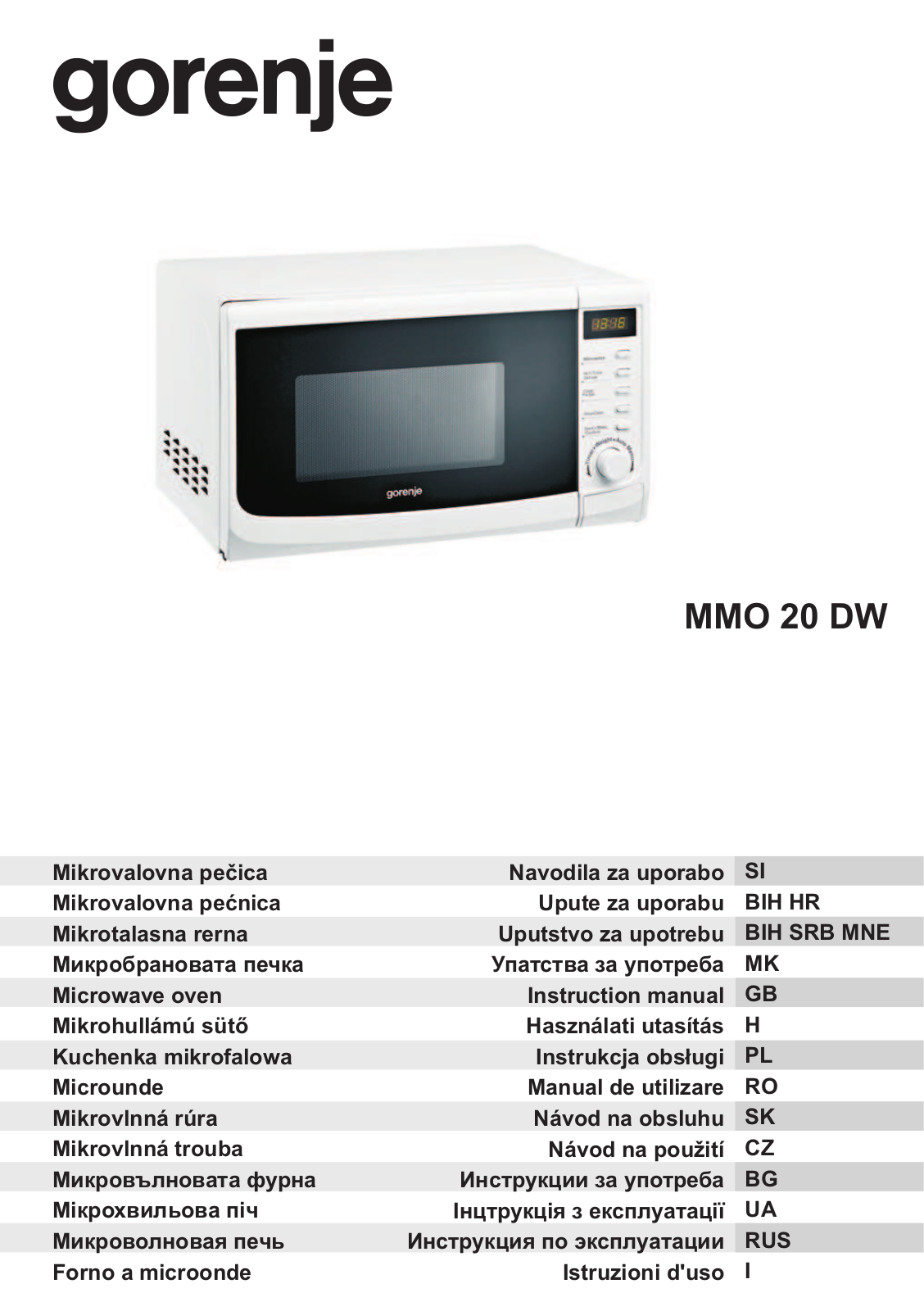 Gorenje MMO 20 DW User manual