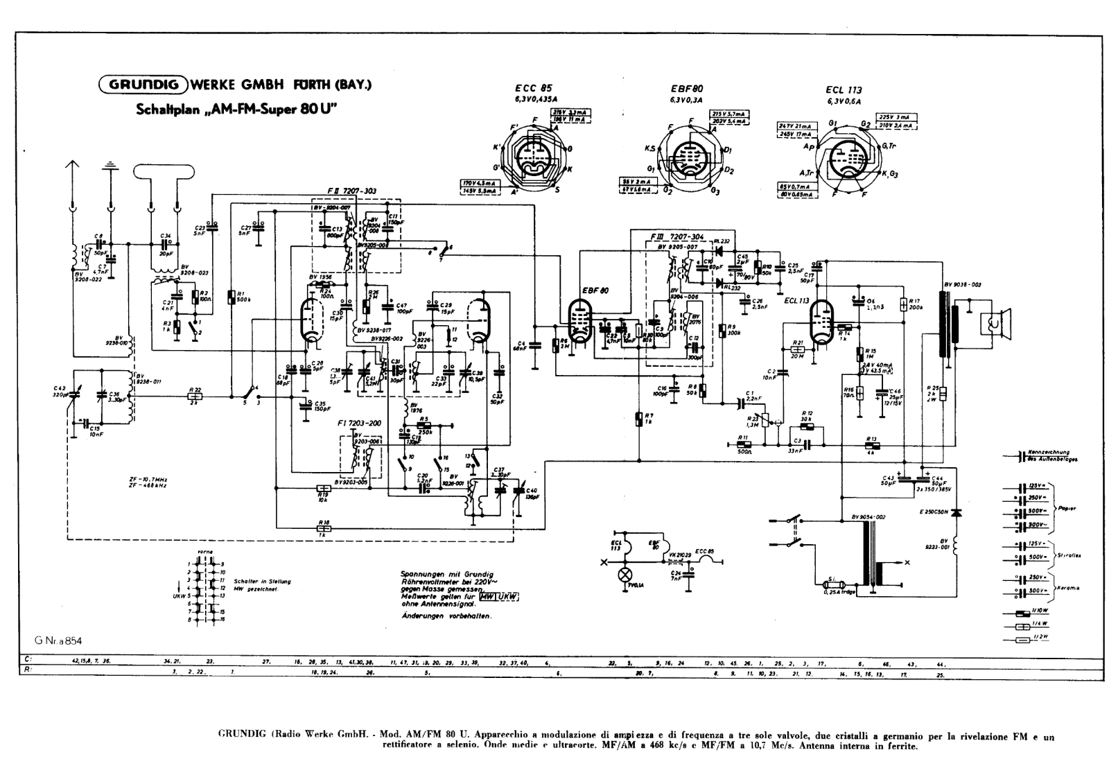 Grundig 80u schematic