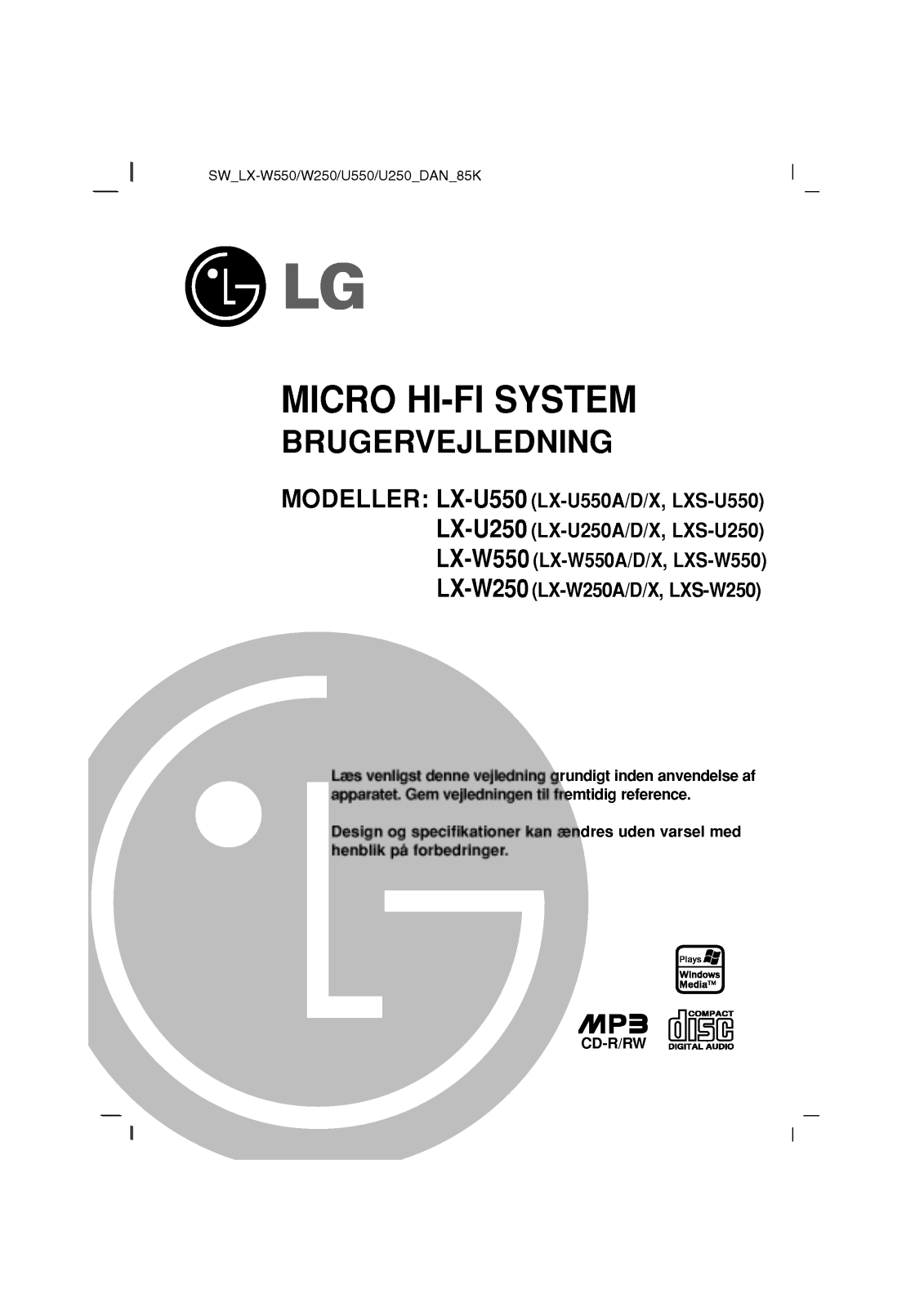 LG LX-U250D Instruction book