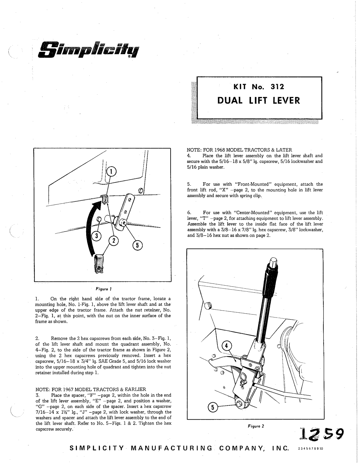 Simplicity 312 User Manual