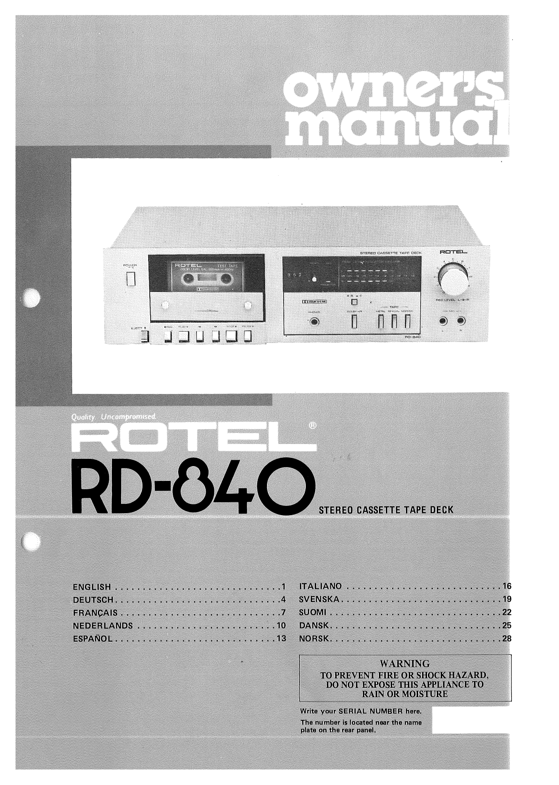 Rotel RD-840 User Manual