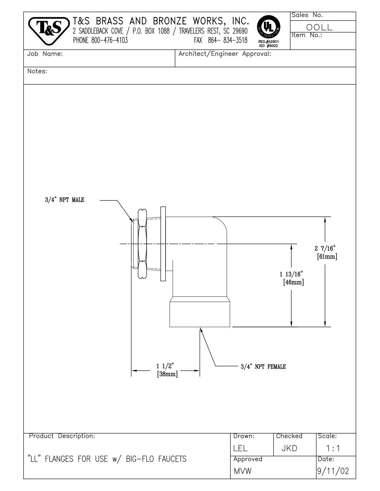 T&S Brass 00LL User Manual