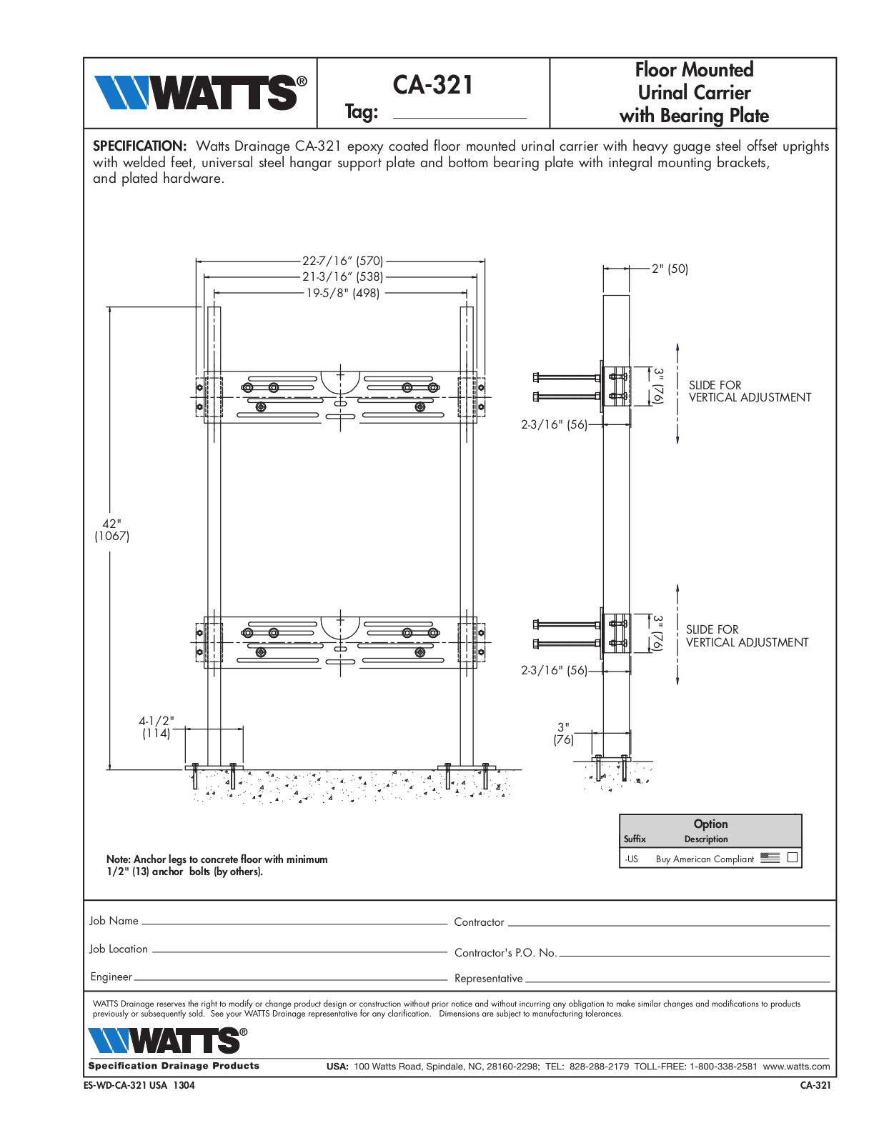 Watts CA-321 User Manual