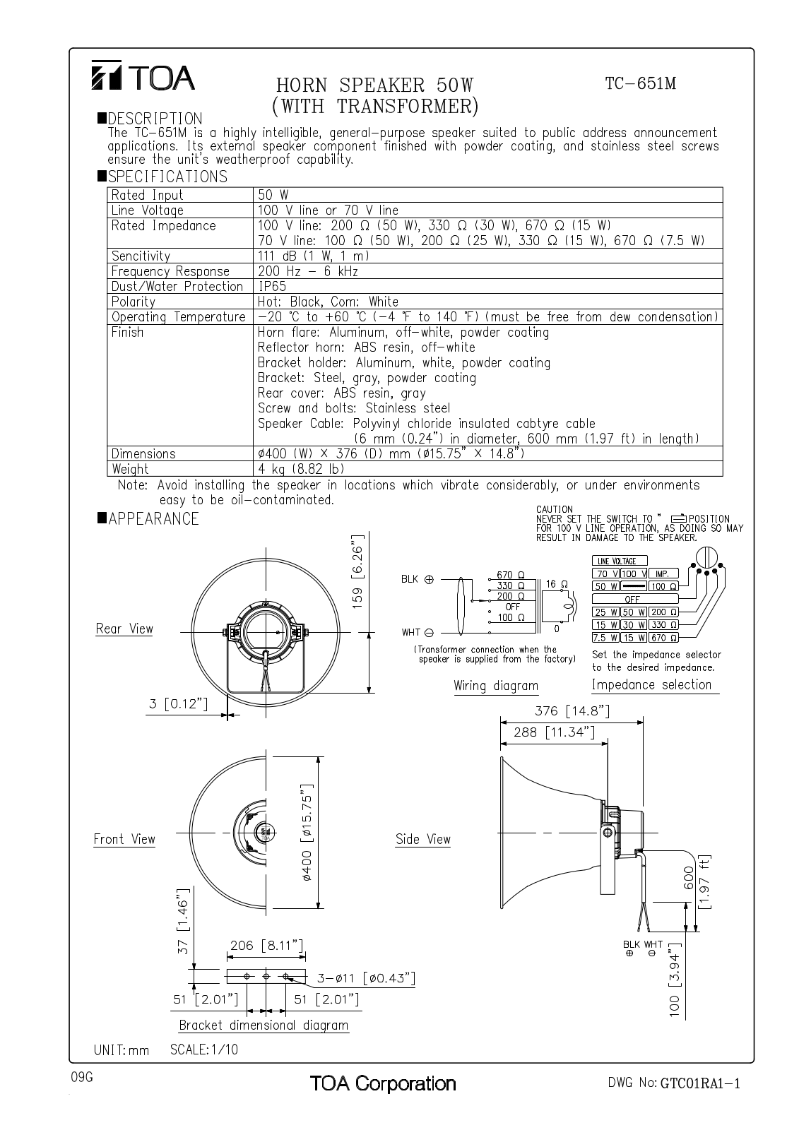 TOA TC-651M User Manual