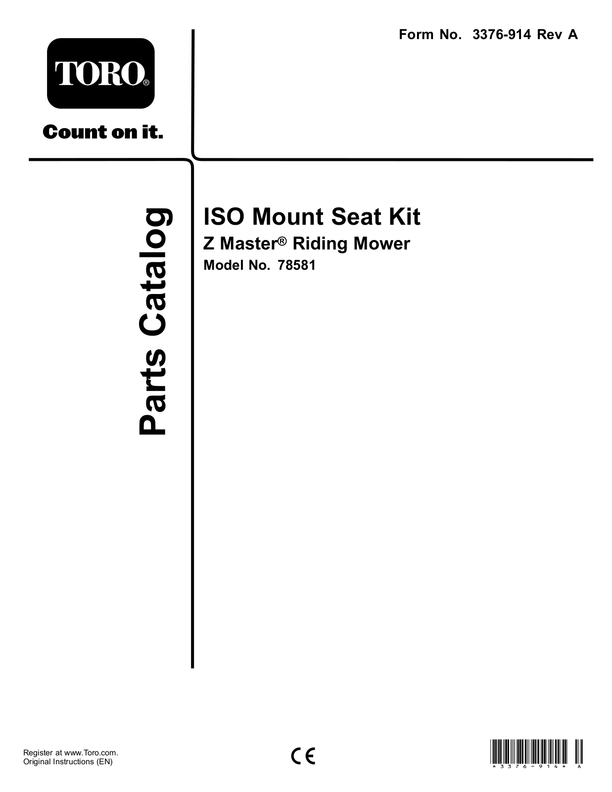 Toro 78581 Parts Catalogue