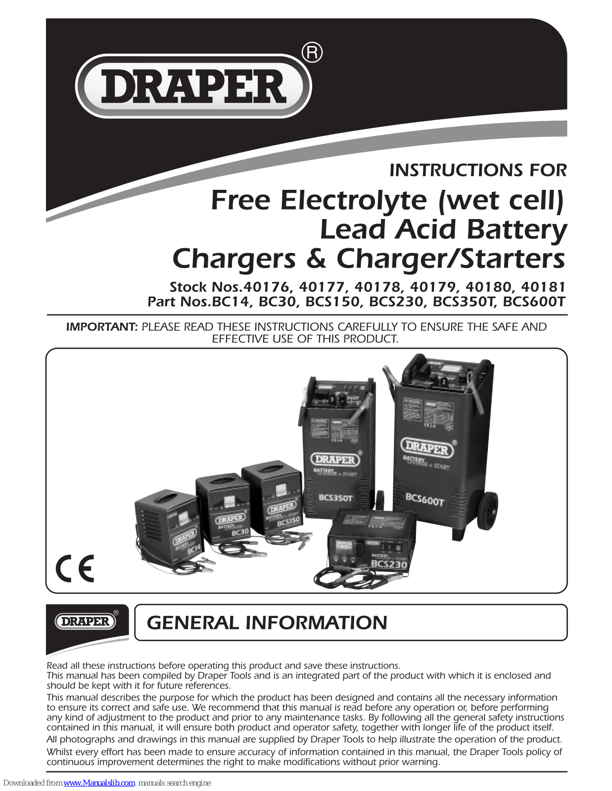 Draper BC14, BC30, BCS150, BCS350T, BCS230 Instructions Manual - ManualMachine.com
