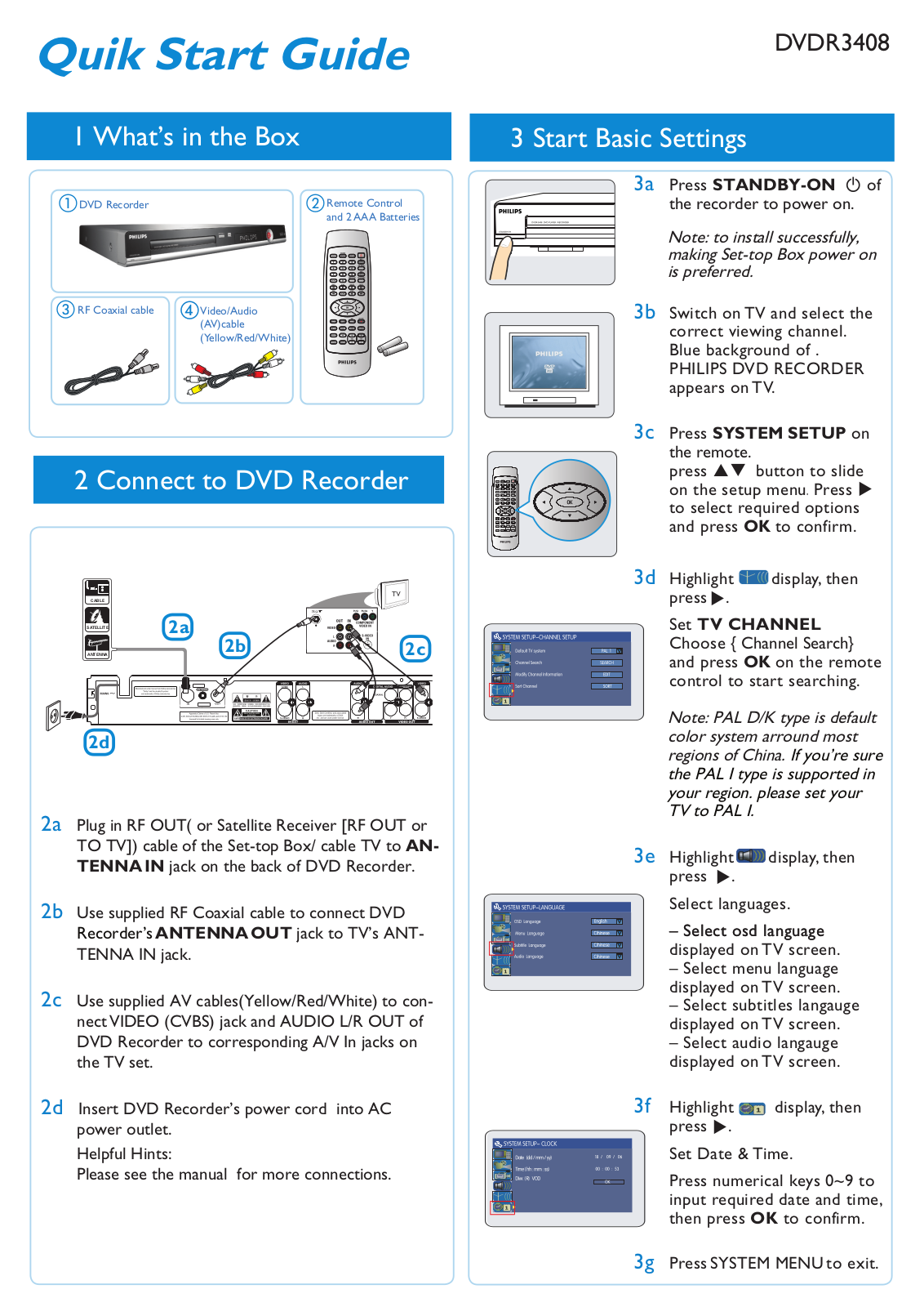 Philips DVDR3408, DVDR3408-93 User Manual