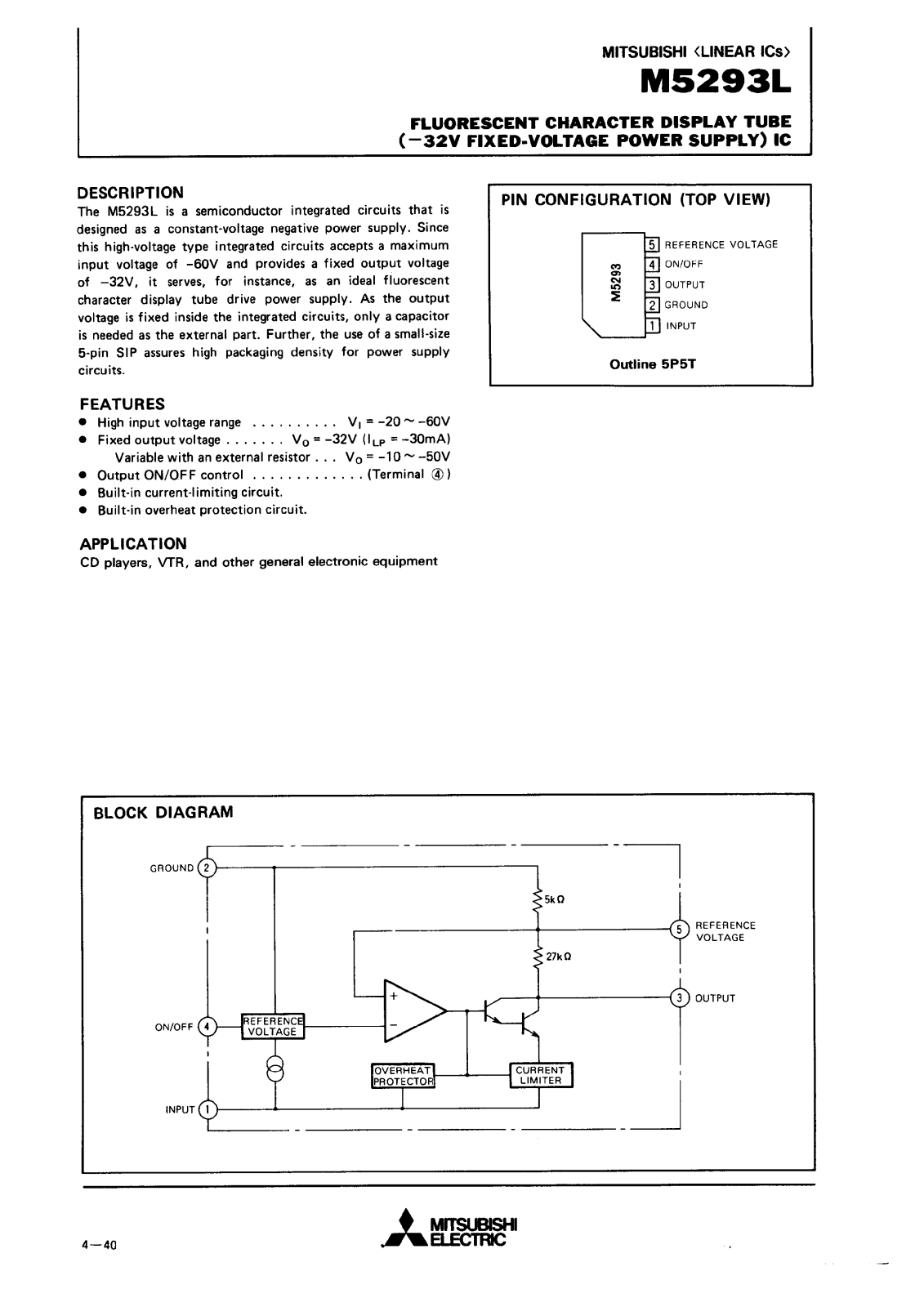 Mitsubishi M5293L Datasheet