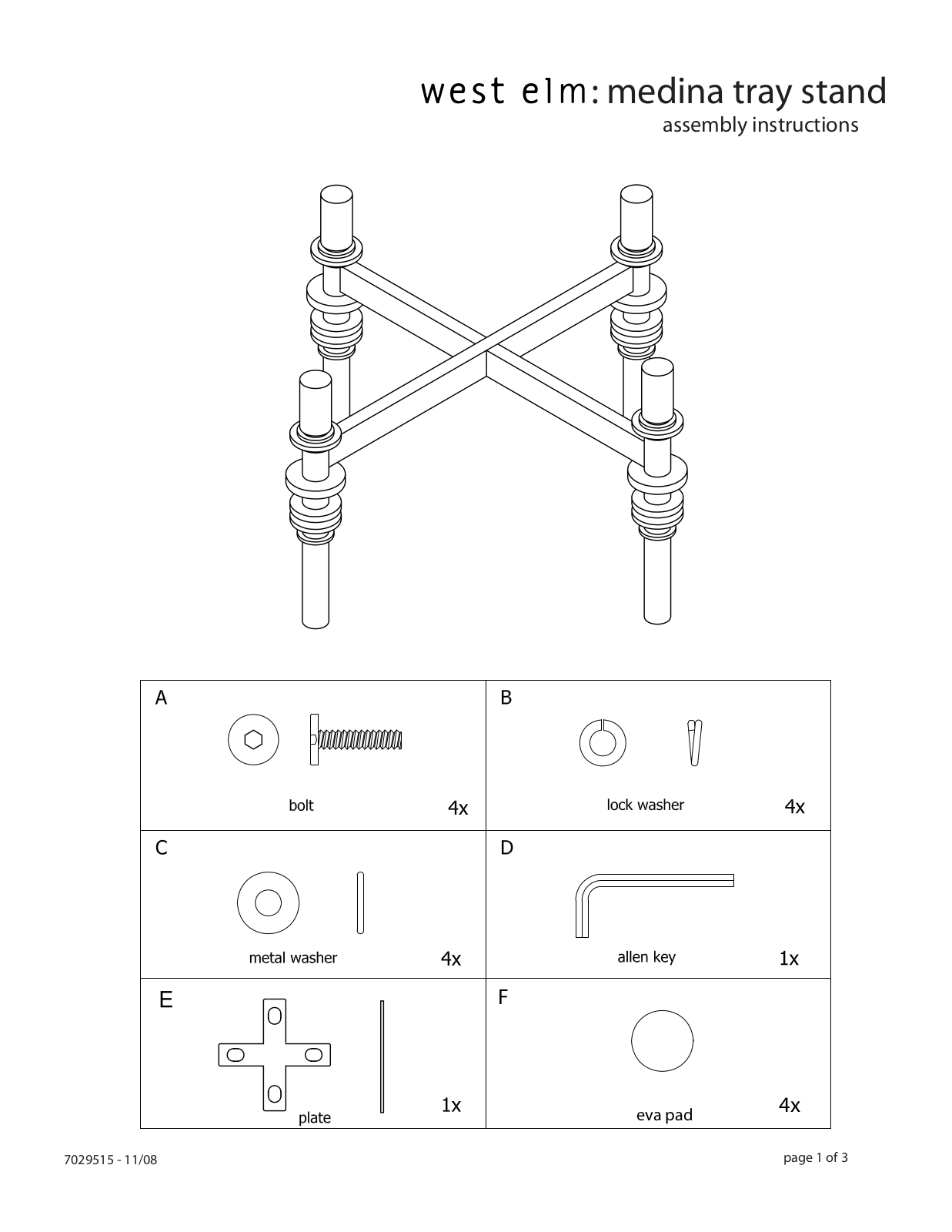 West Elm Medina Tray Stand Assembly Instruction