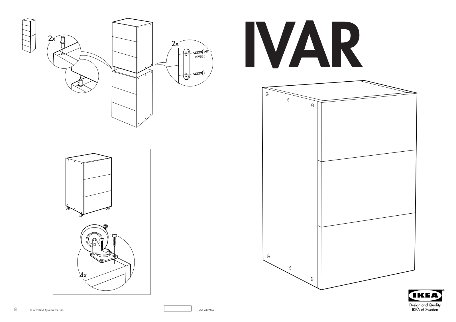 IKEA IVAR DRAWER UNIT 15X22 Assembly Instruction