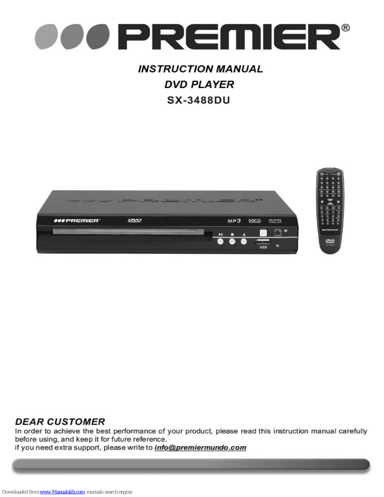 Premier SX-3488DU Instruction Manual - ManualMachine.com