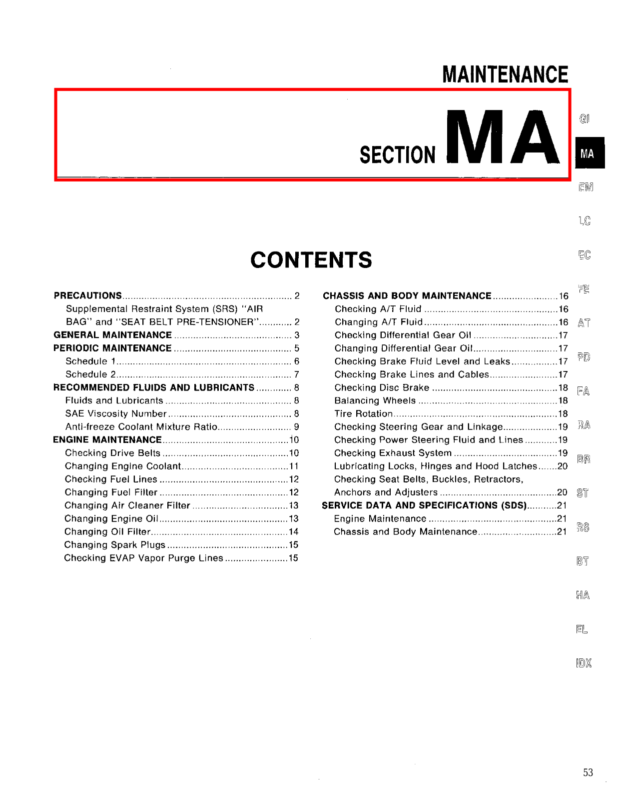 Infiniti J30 1996 Maintenance Manual