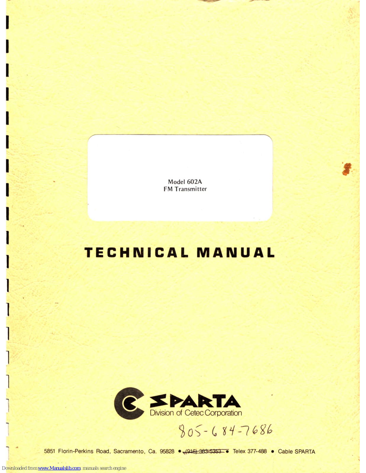 Sparta 602A Technical Manual