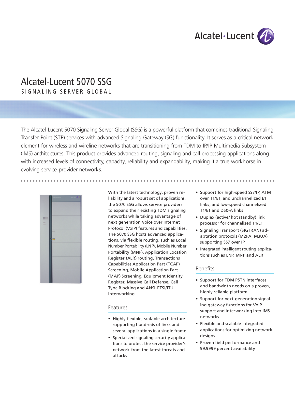 Alcatel-Lucent 5070 SSG User Manual