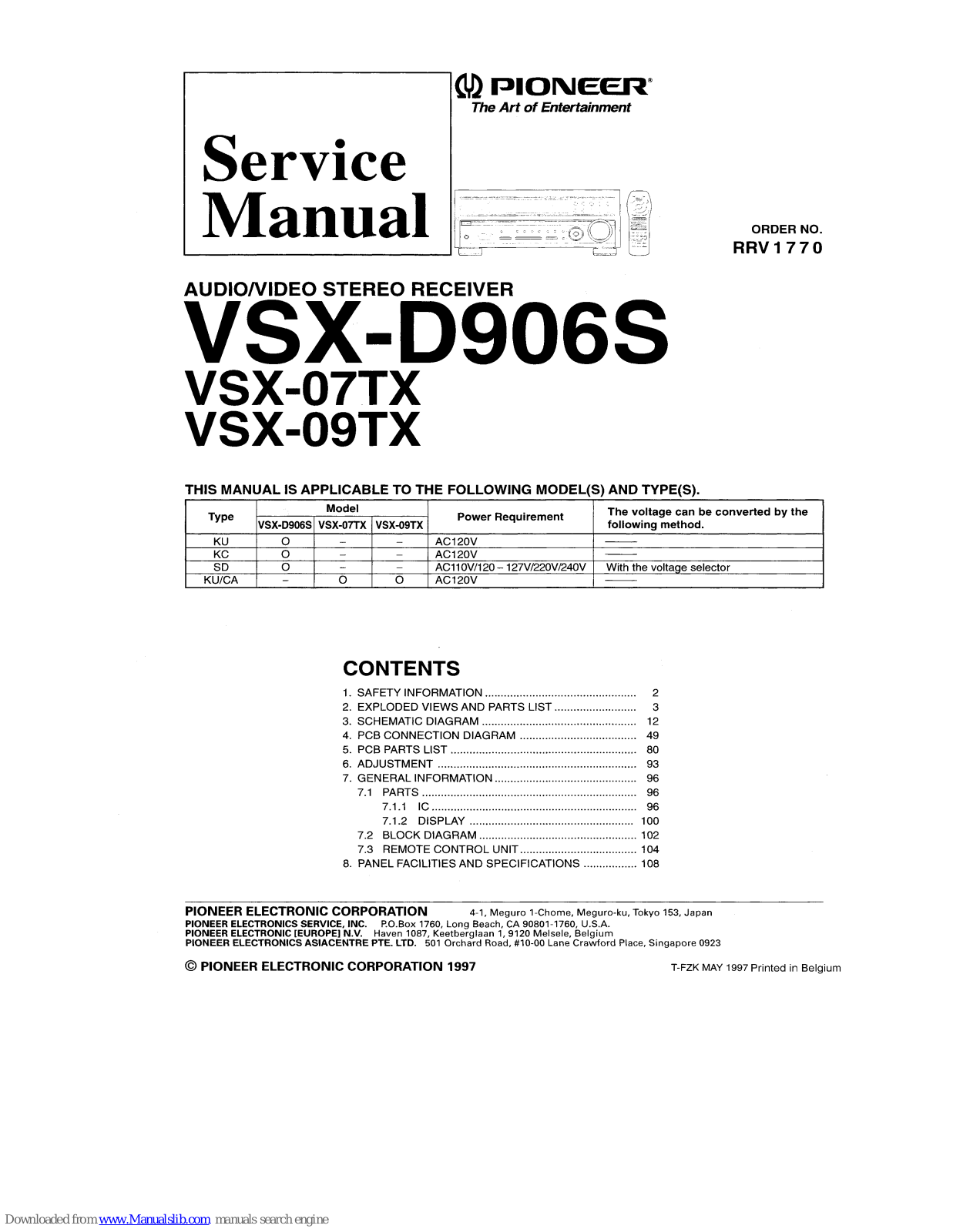 Pioneer VSX-07TX, VSX-D906S, VSX-09TX Service Manual