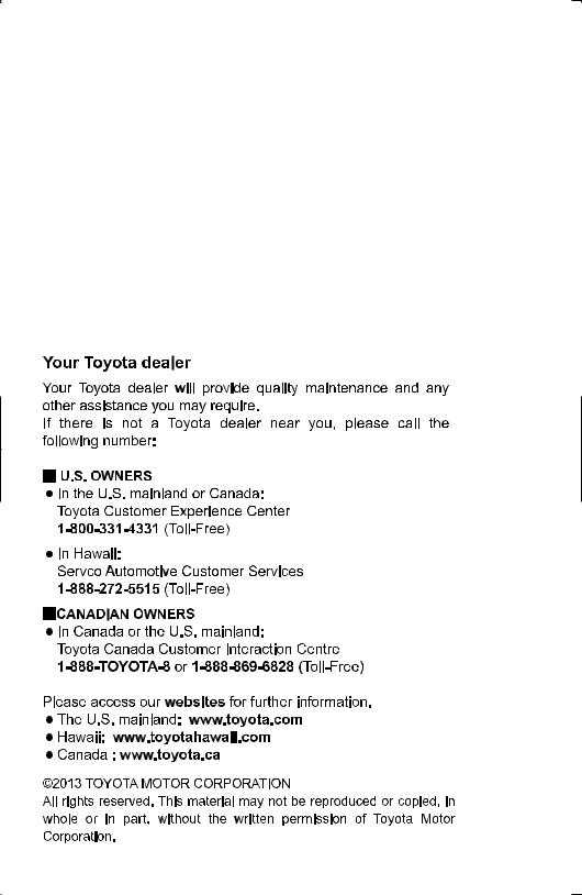 Toyota Highlander 2014 User Manual