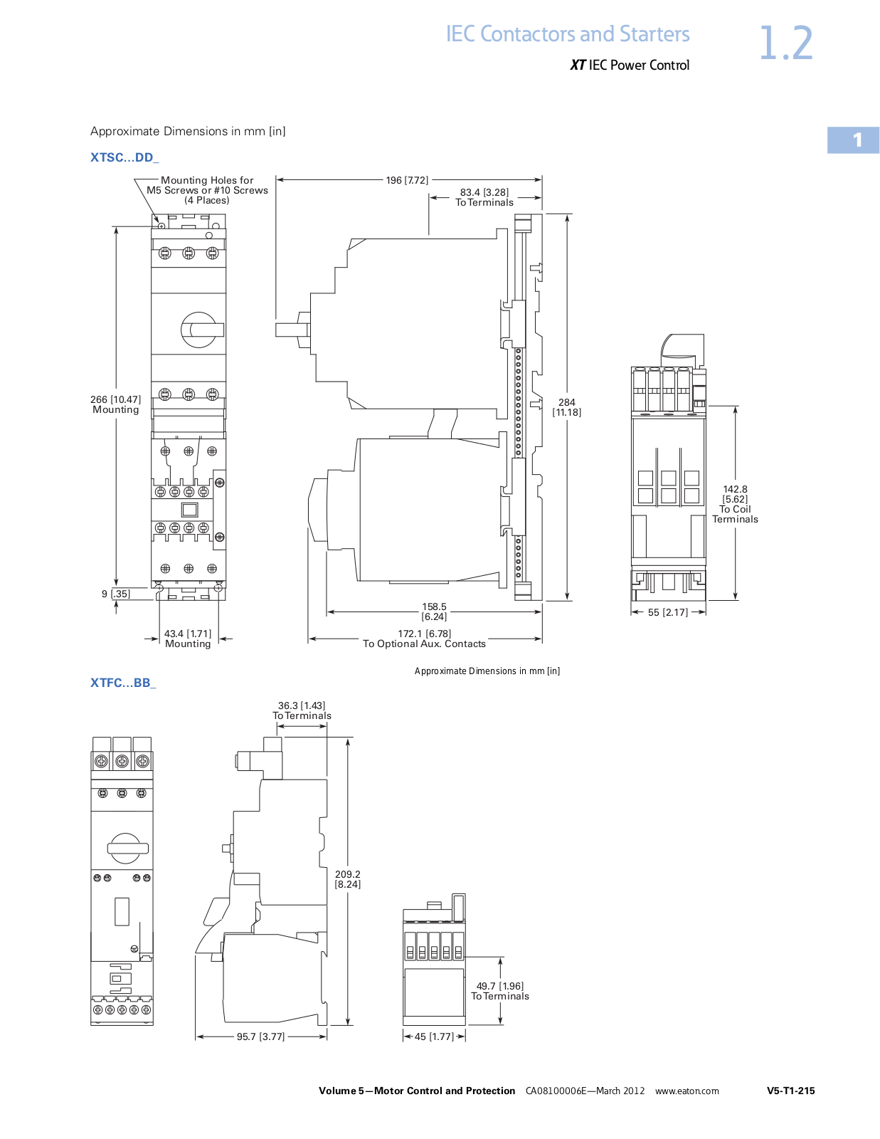 Cutler Hammer, Div of Eaton Corp XTFC Dimensional Sheet