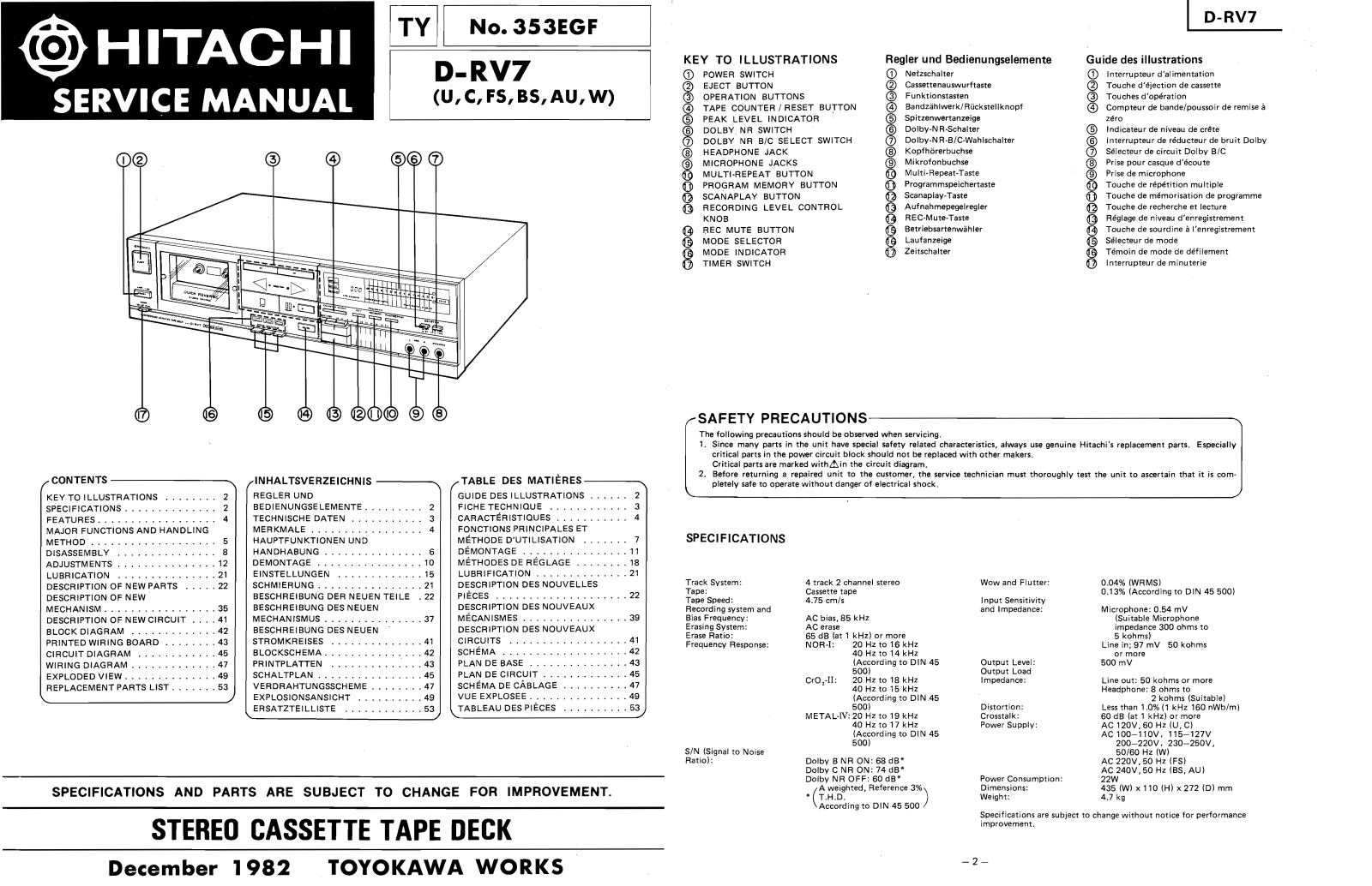 Hitachi DRV-7 Service Manual