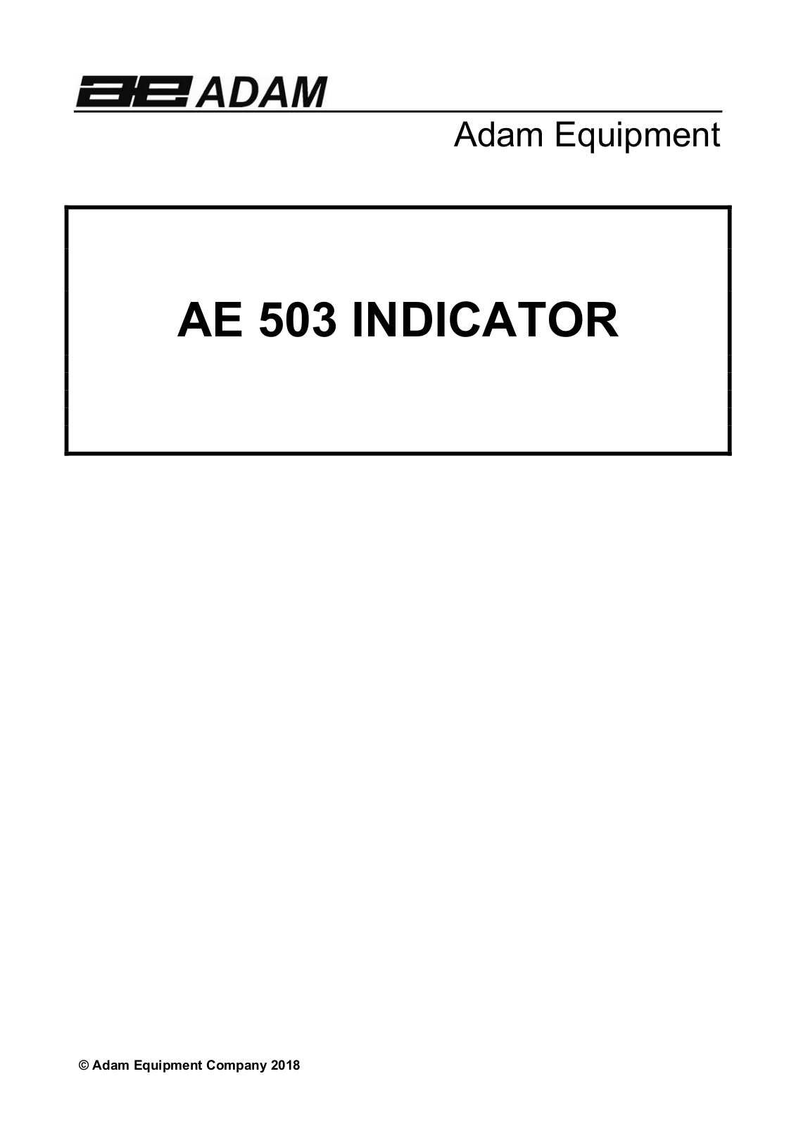 Adam Equipment AE 503 User Manual