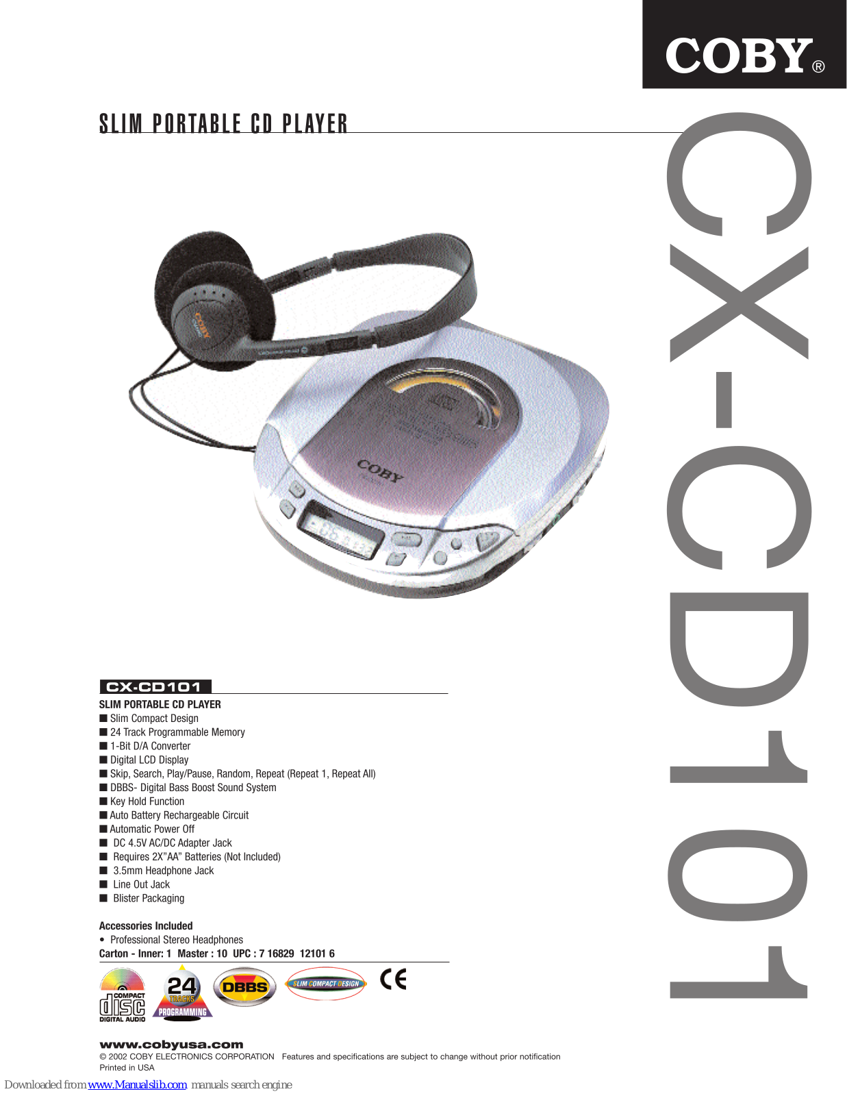 Coby CXCD101 Specifications