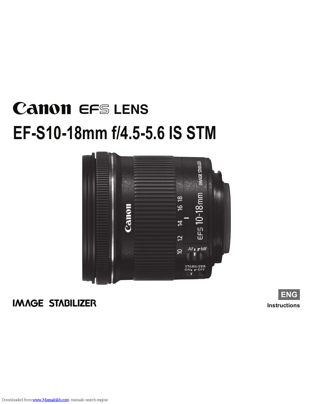 Canon EFSLens EF-S10-18mm/4.5-5.6 IS STM Instructions Manual