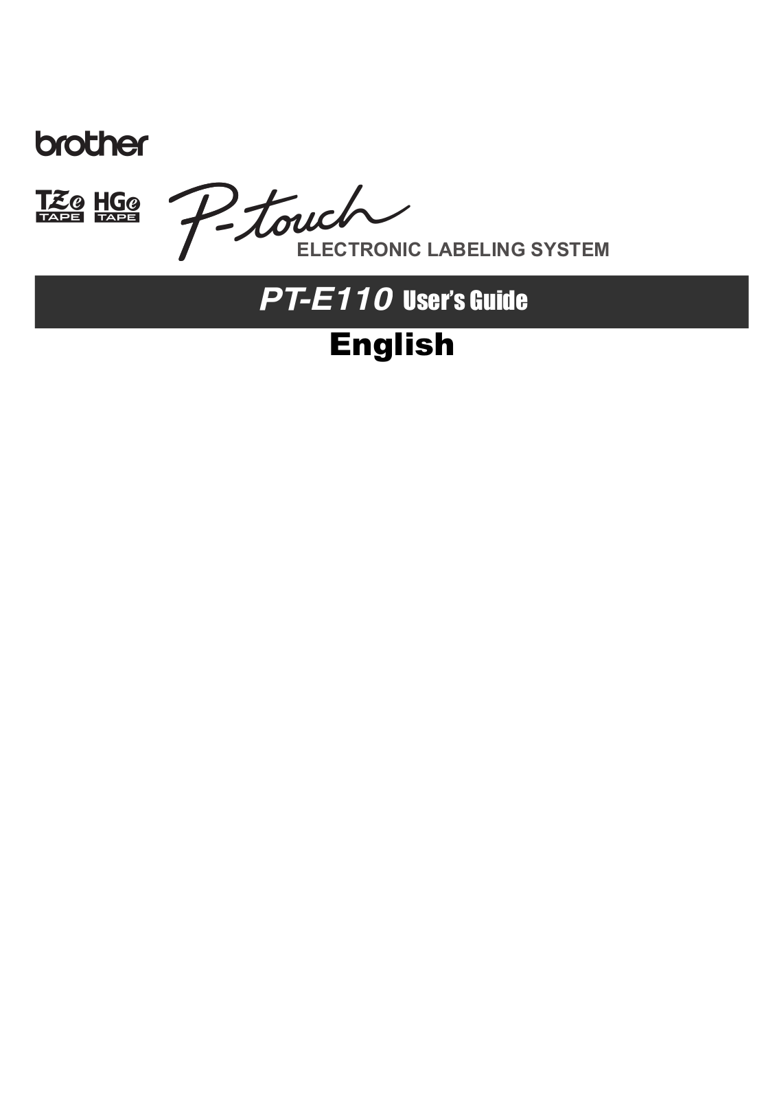 Brother E110 User Guide