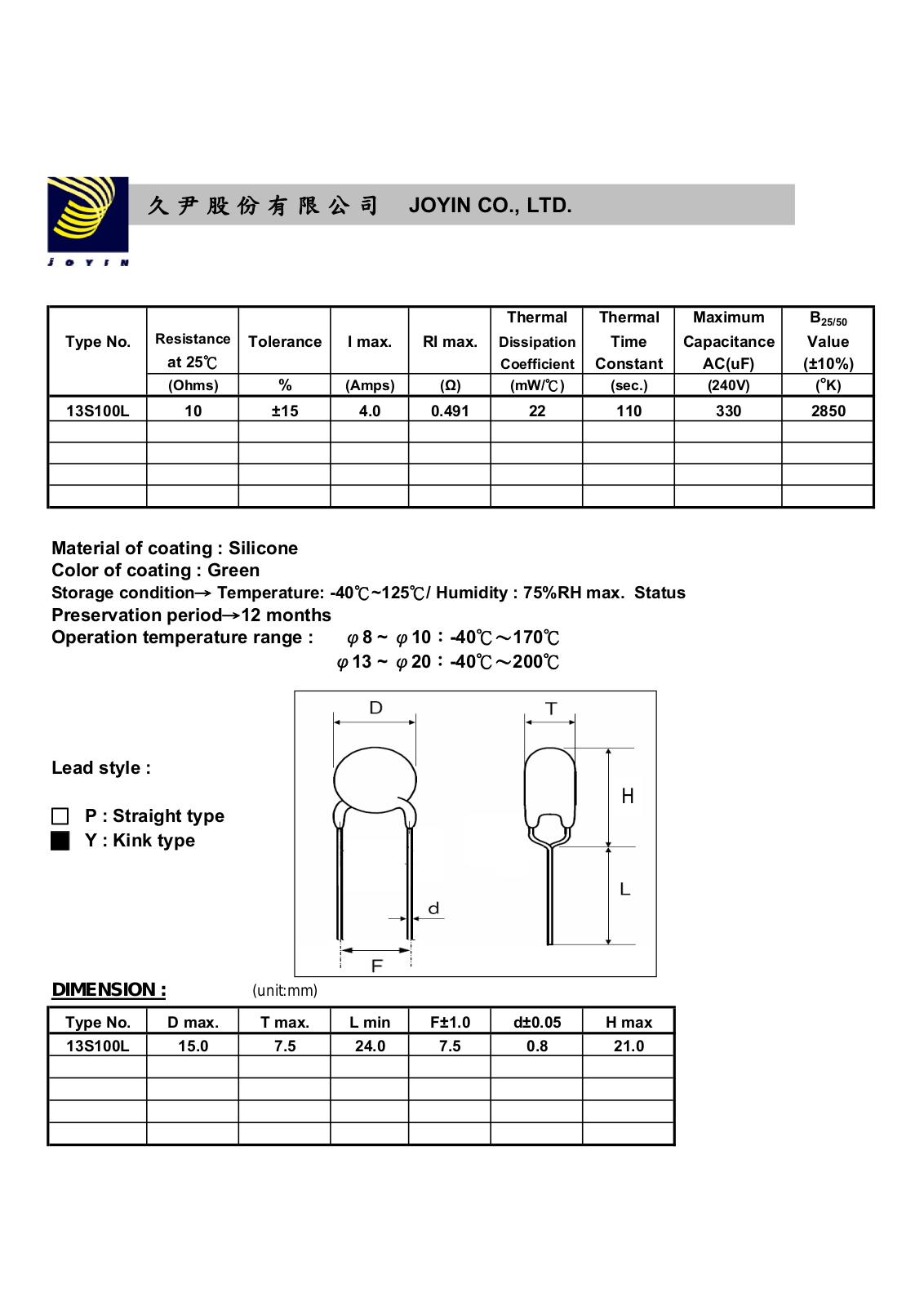 Datasheet INR13S100L Specification - ManualMachine.com