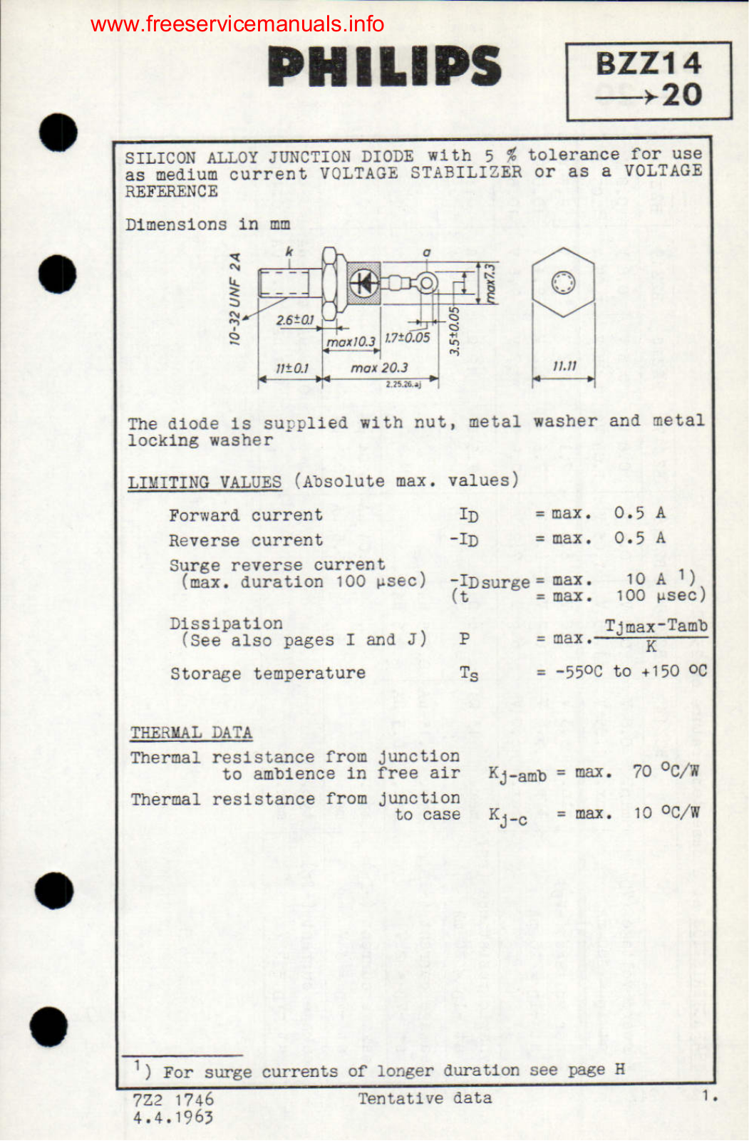 Philips BZZ14, BZZ15, BZZ16, BZZ17, BZZ18 DATASHEETS