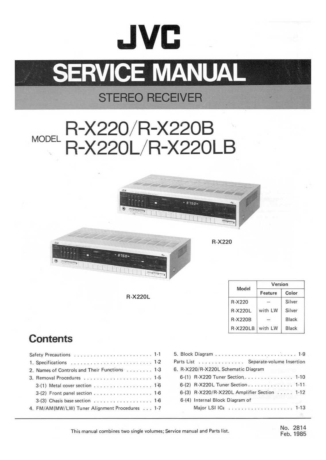 Jvc RX-220-LB, RX-220-L, RX-220-B, RX-220 Service Manual