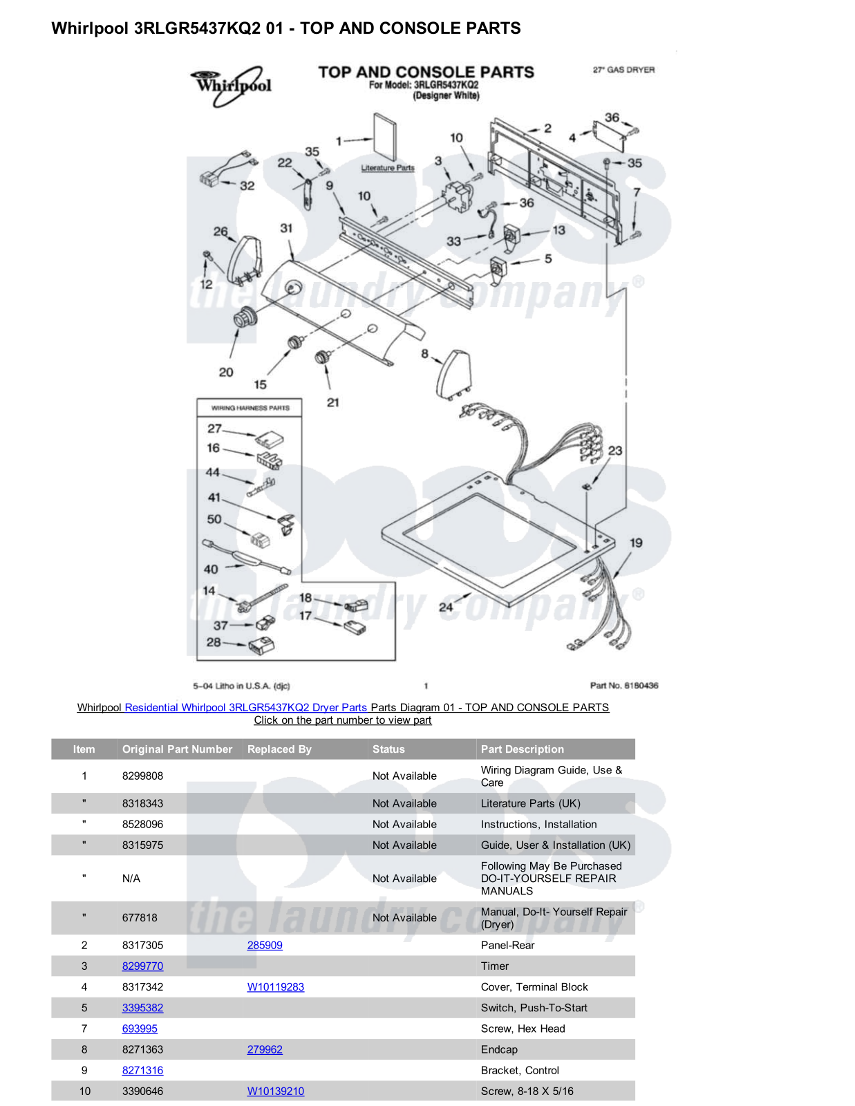Whirlpool 3RLGR5437KQ2 Parts Diagram