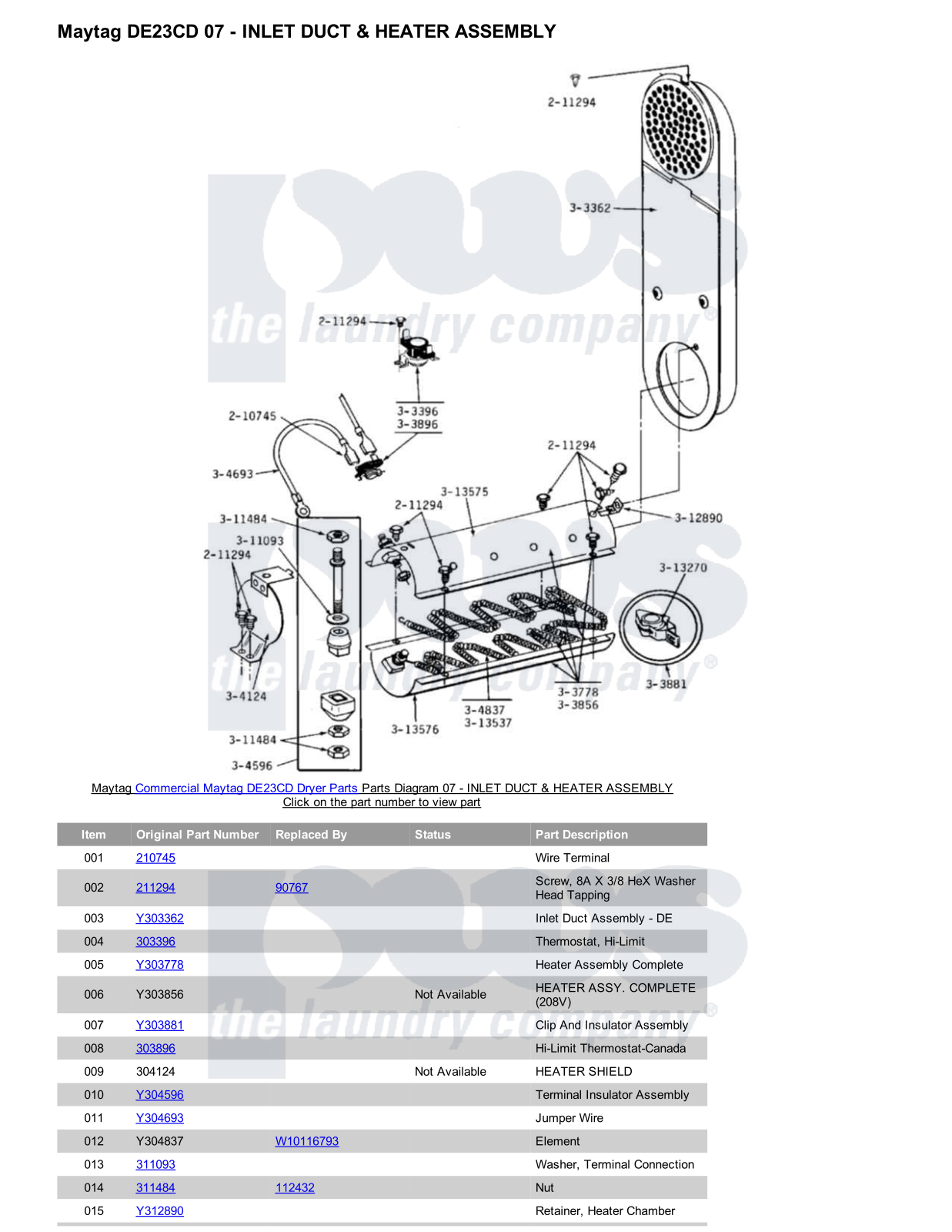 Maytag DE23CD Parts Diagram