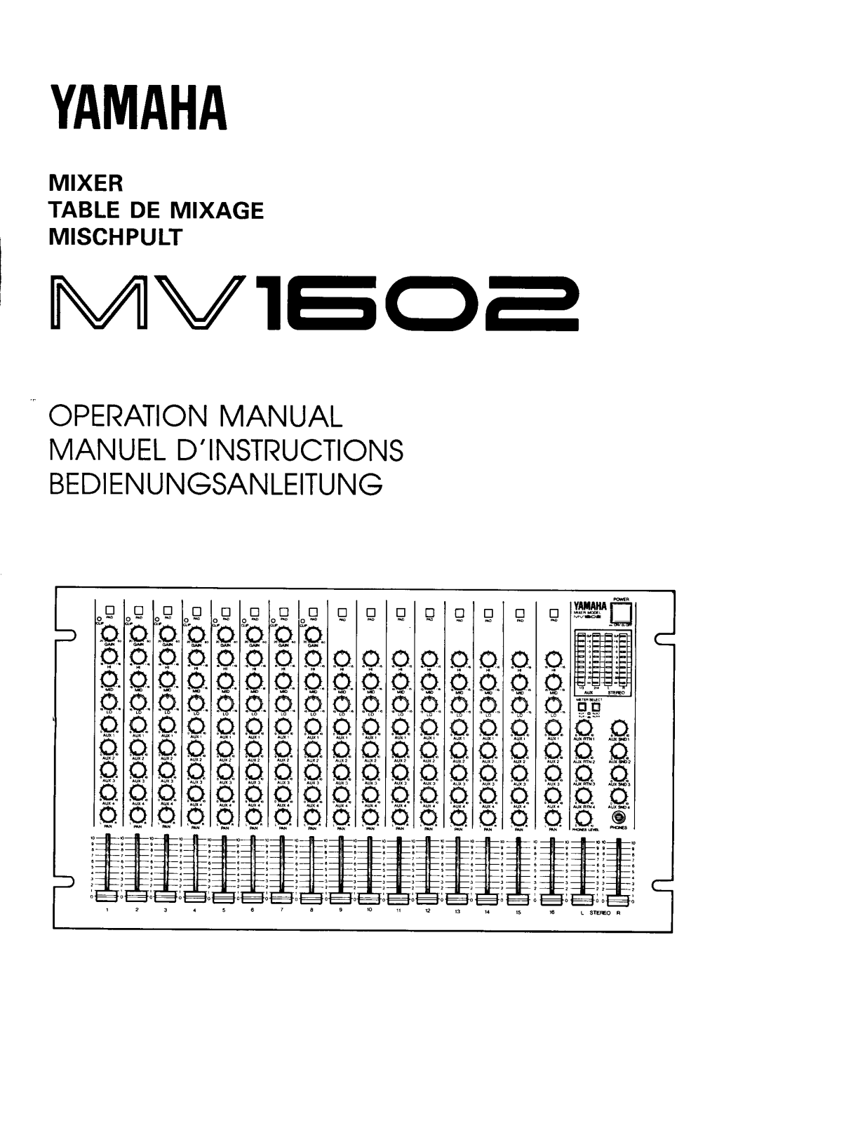 Yamaha MV1602 User Manual