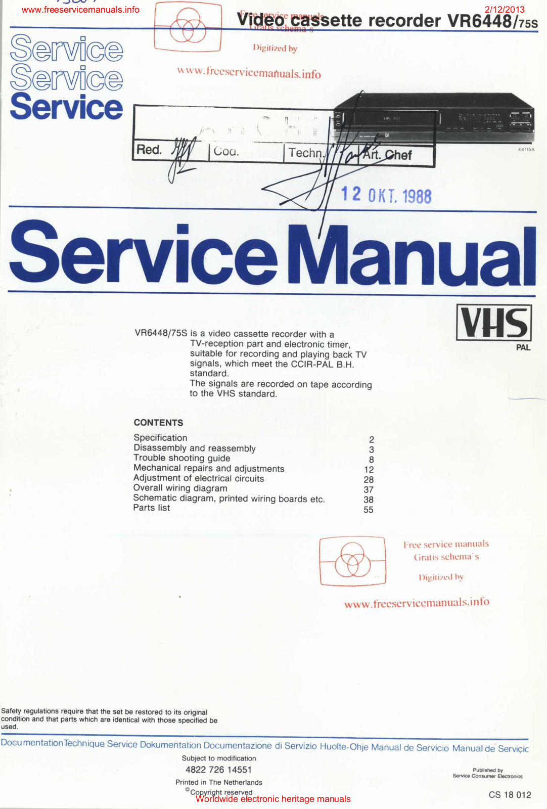 Philips vr6448 Datasheet - ManualMachine.com
