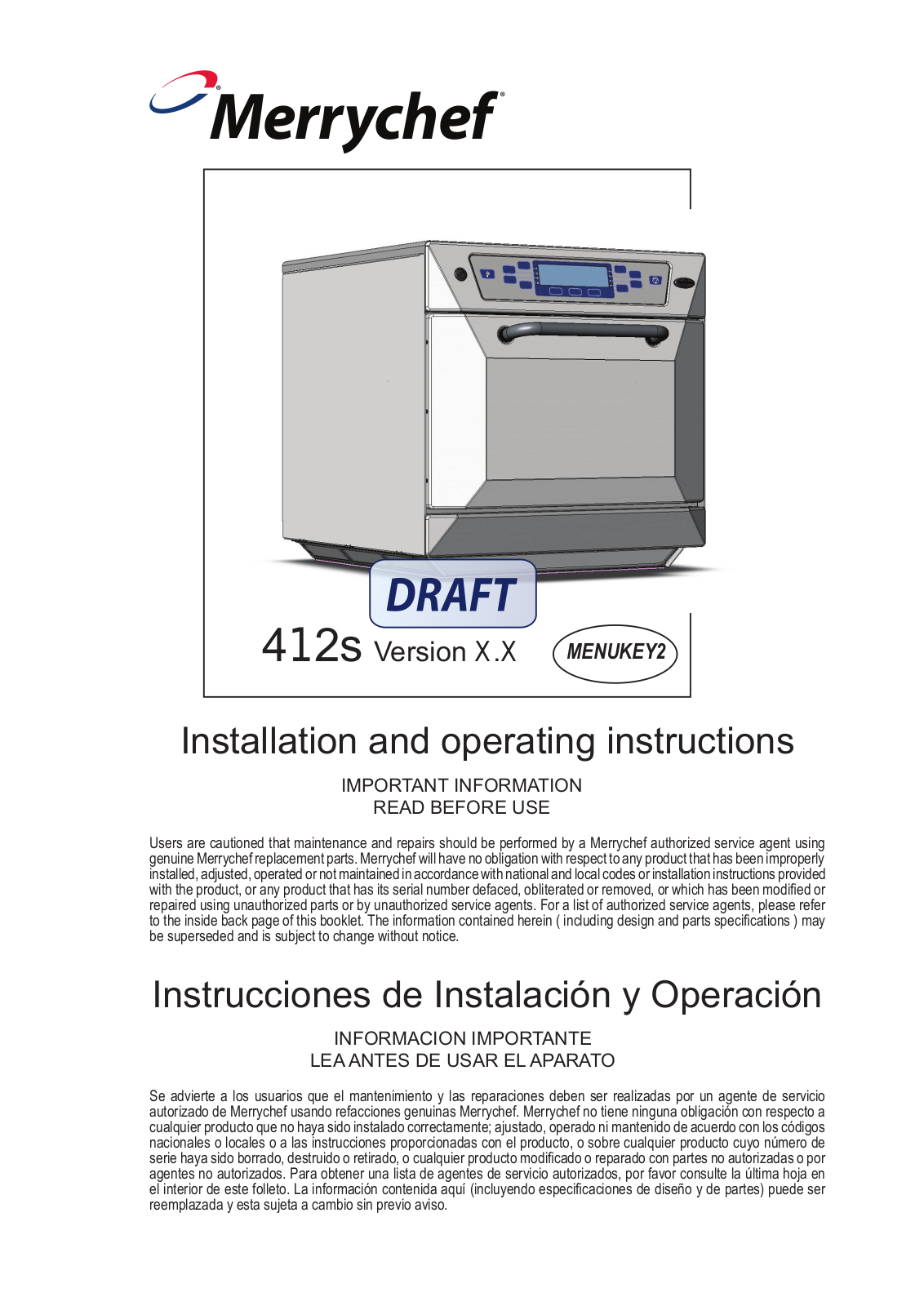 Merrychef 412SMTV6DK User Manual