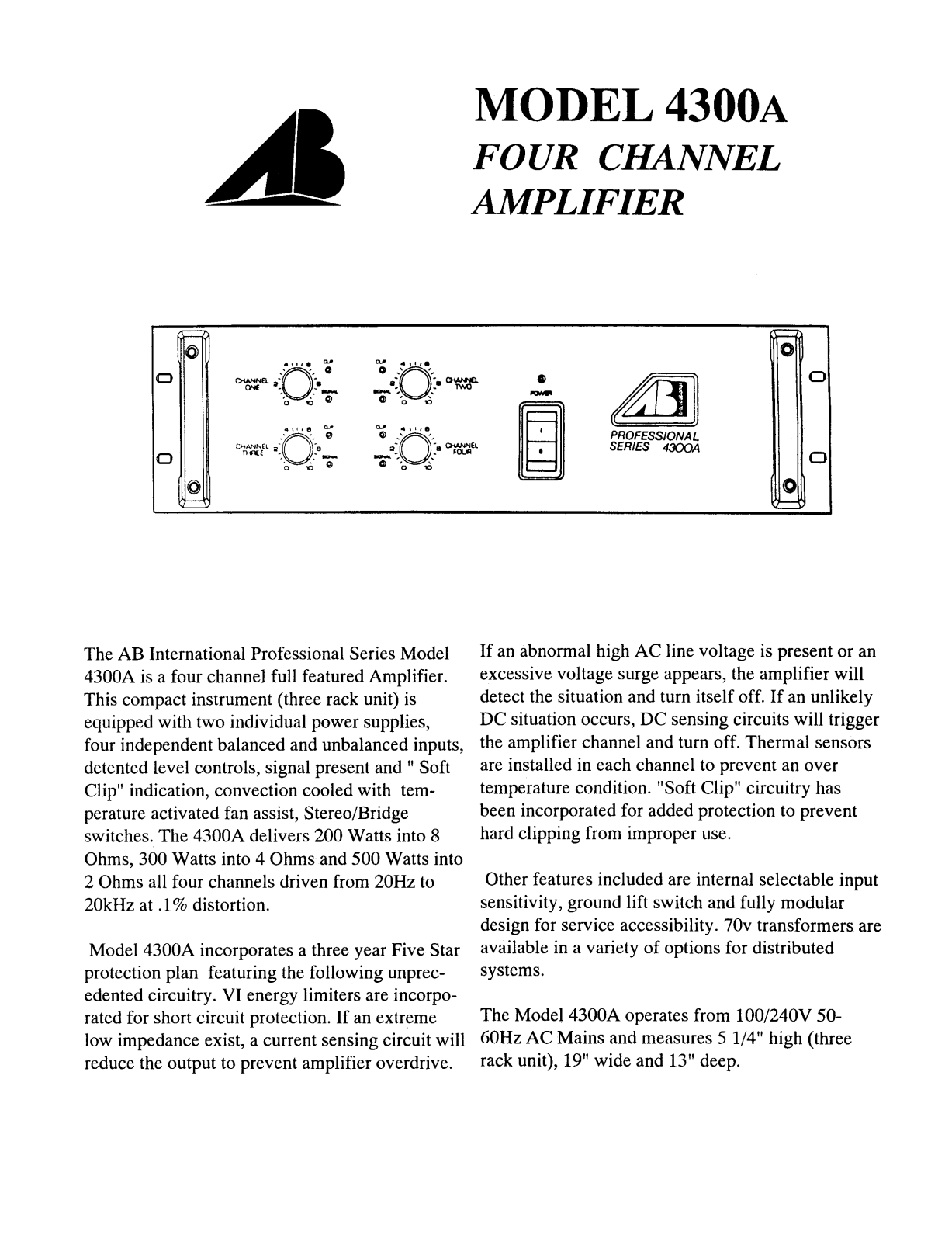 AB International 4300-A Brochure