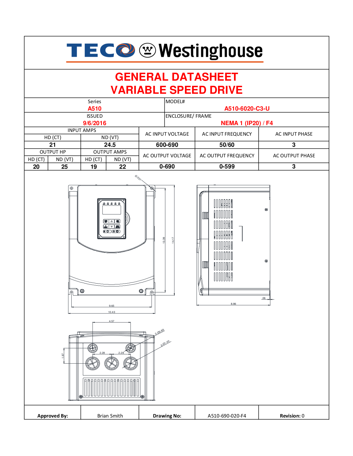 Teco A510-6020-C3-U Data Sheet