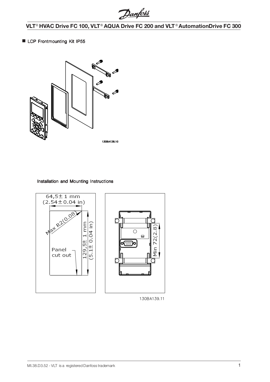 Danfoss VLT HVAC Drive FC 100, VLT AQUA Drive FC 200, VLT AutomationDrive FC 300 Installation guide