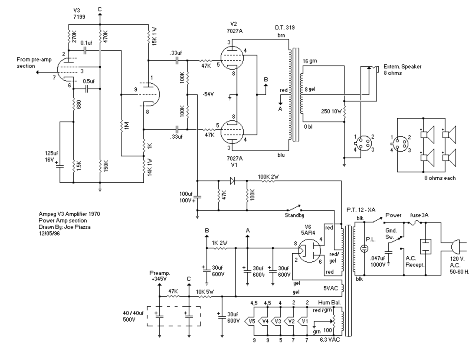 Ampeg v3amp schematic