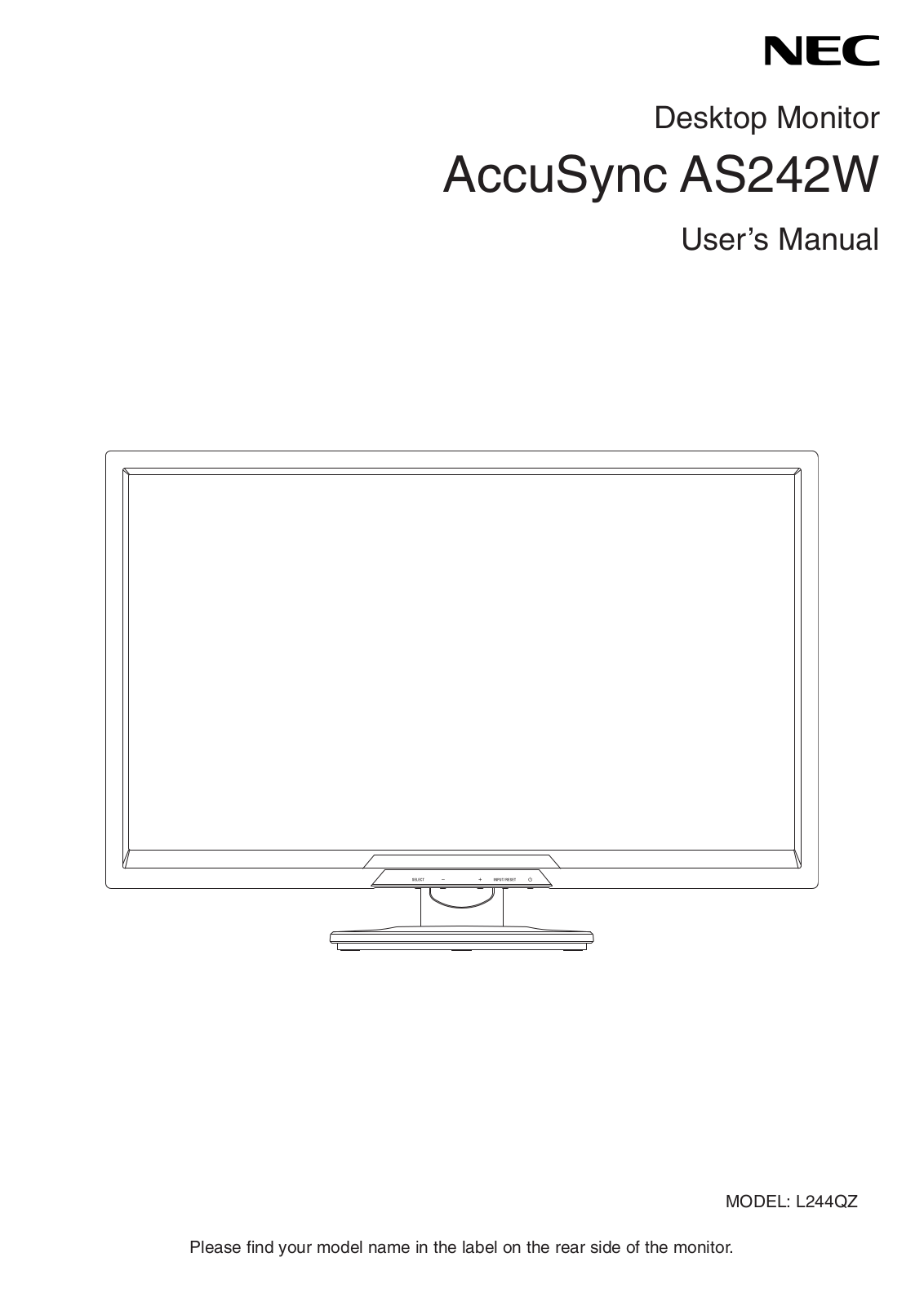 NEC AccuSync AS242W, L244QZ User Manual