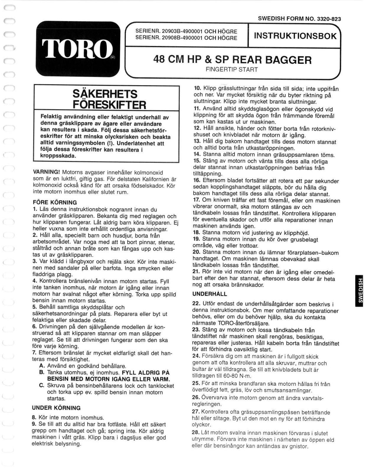 Toro 20903B Operator's Manual