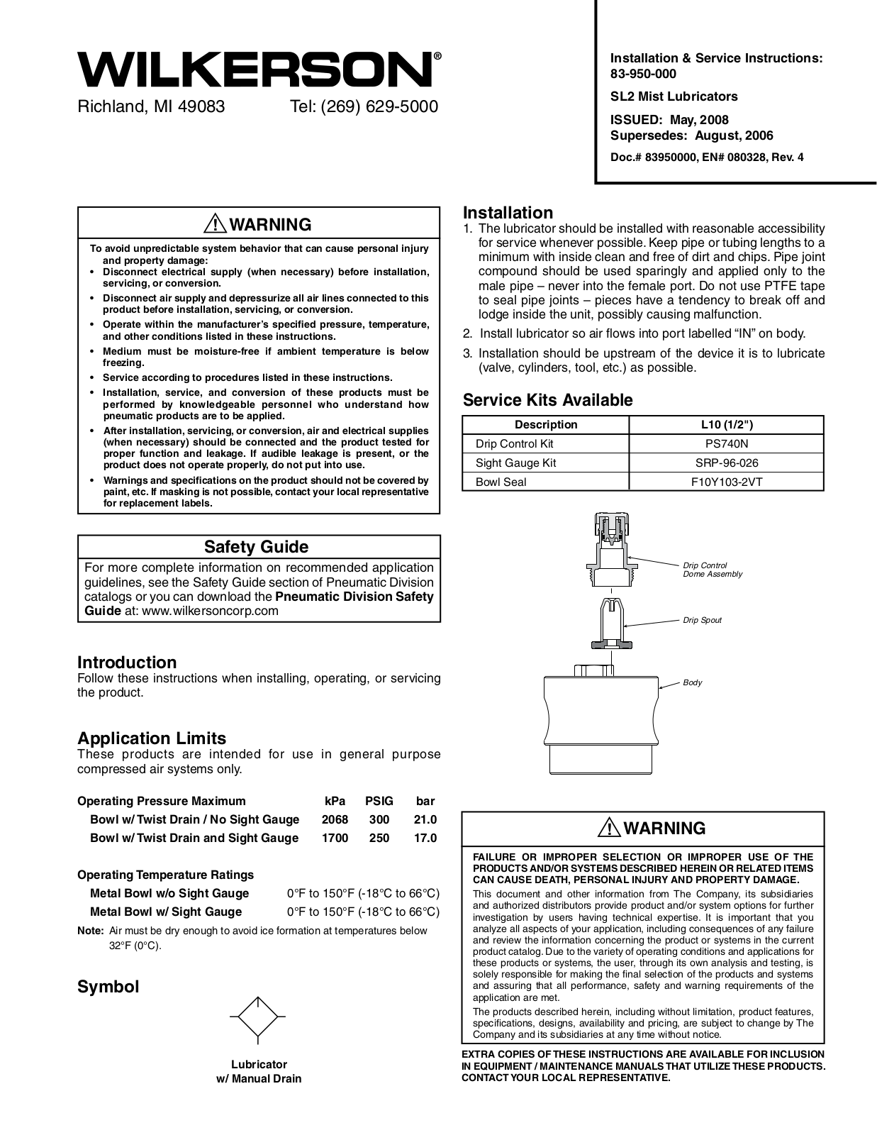 Wilkerson SL2 User Manual