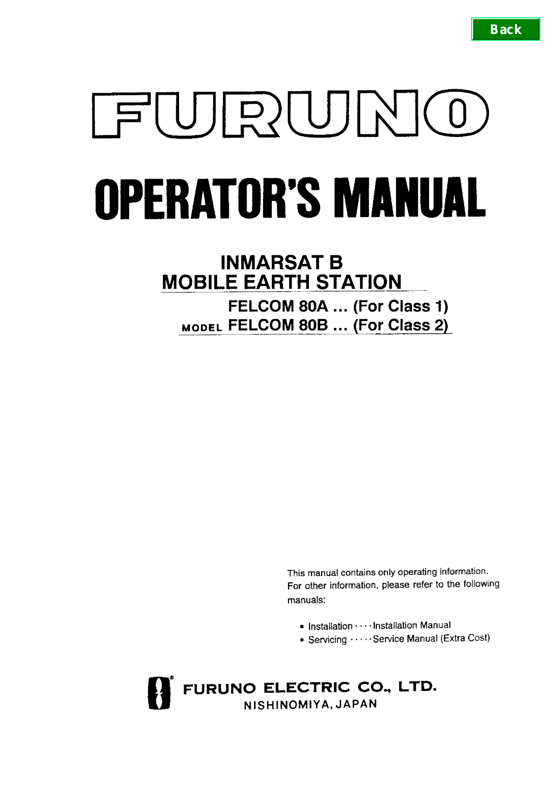 Furuno FELCOM80 Operator's Manual - ManualMachine.com