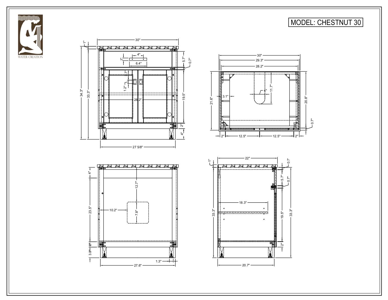 Water Creation CH30D0614BK, CH30B0600BK, CH30C0614BK, CH30A0600BK, CH30D0314GK Specifications