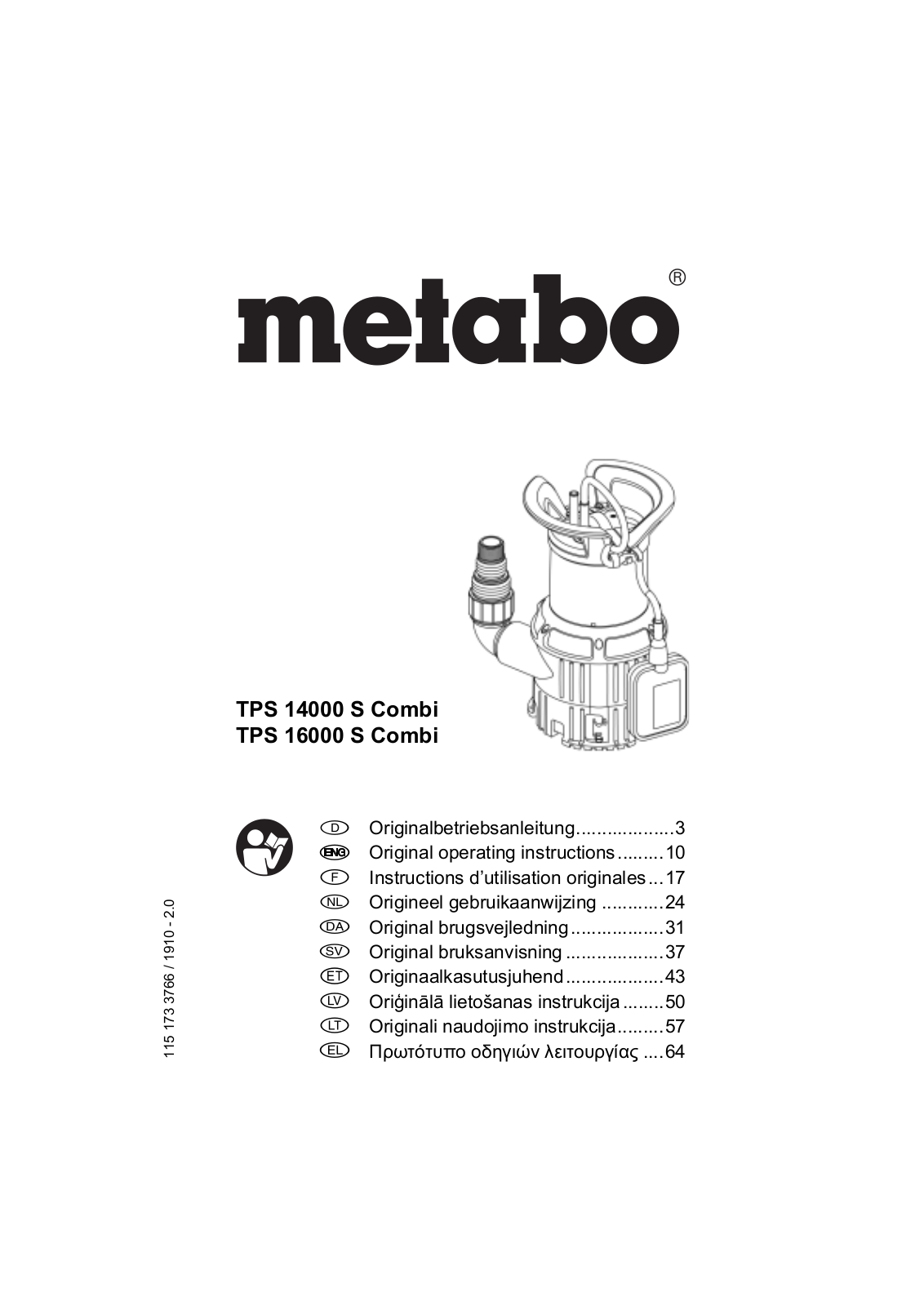 Metabo TPS 14000 S Combi, TPS 16000 S Combi User guide