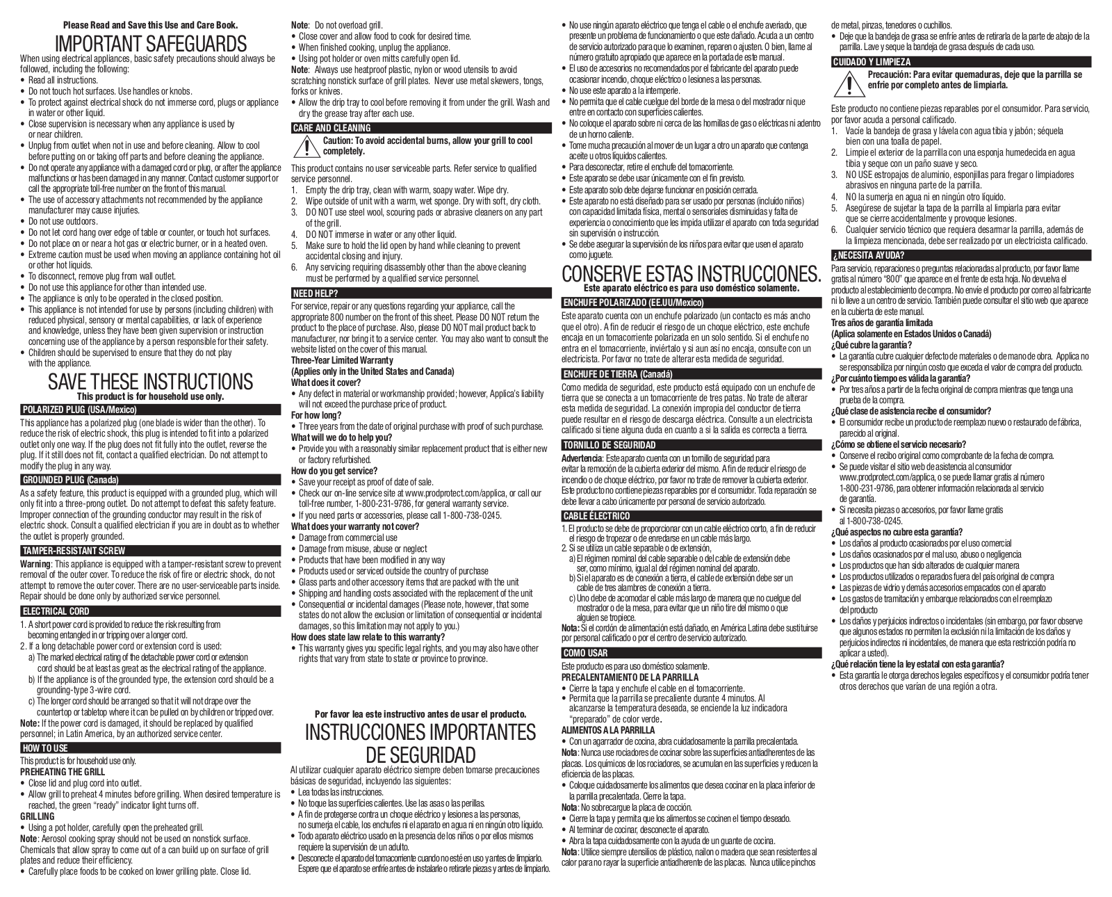 George Foreman GR136 User Manual